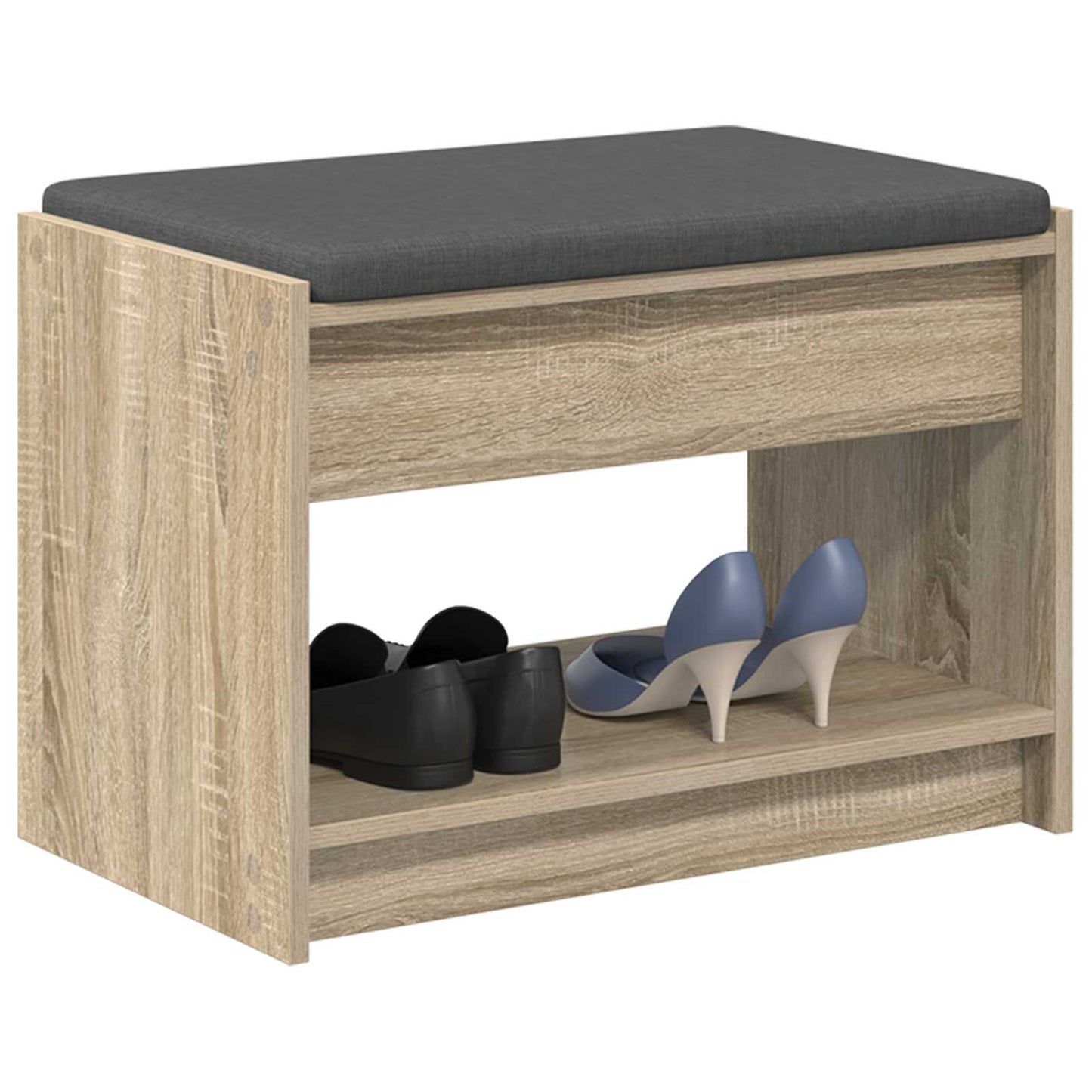 Előtér pad Sonoma tölgy 63 x 38 x 45 cm Műanyag Fa és Szövet