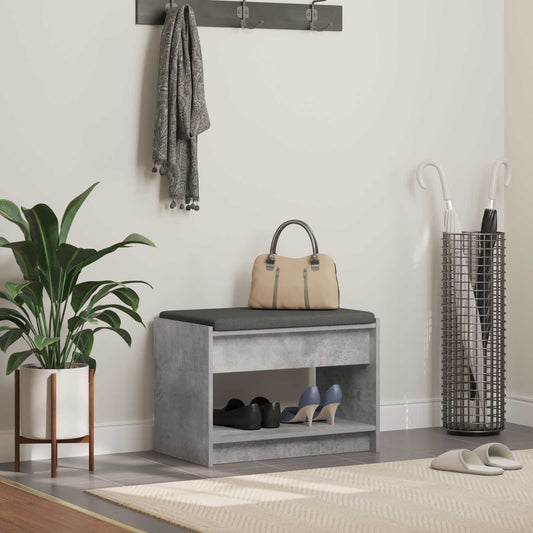 Előtér pad Beton Szürke 63 x 38 x 45 cm Műanyag Fa és Szövet