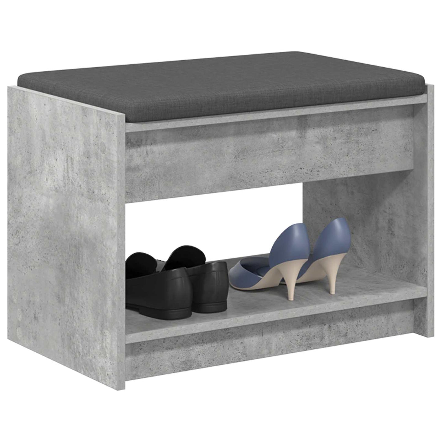 Előtér pad Beton Szürke 63 x 38 x 45 cm Műanyag Fa és Szövet