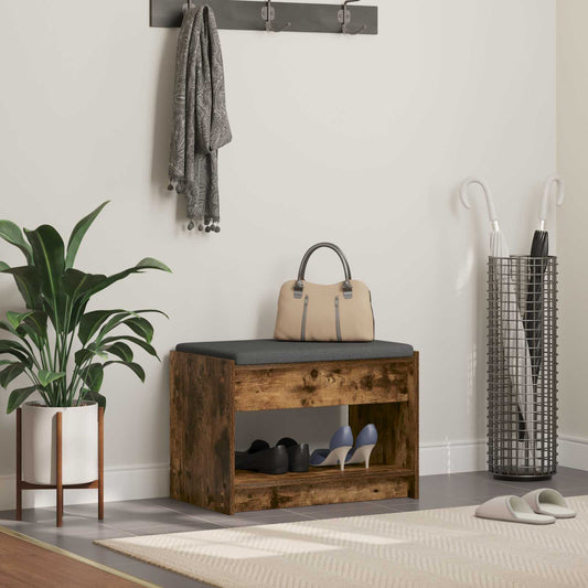 Előtér pad Füstölt Tölgy 63 x 38 x 45 cm Műanyag Fa és Szövet