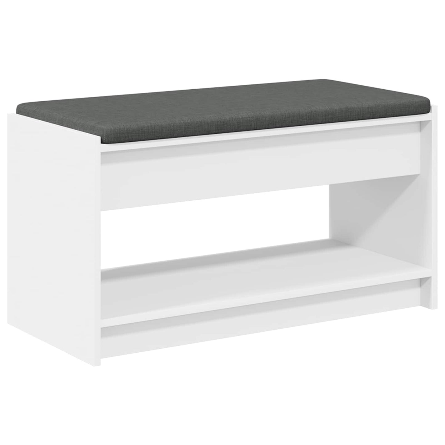Előtér pad párnával Fehér 83 x 38 x 45 cm Műanyag Fa és Szövet