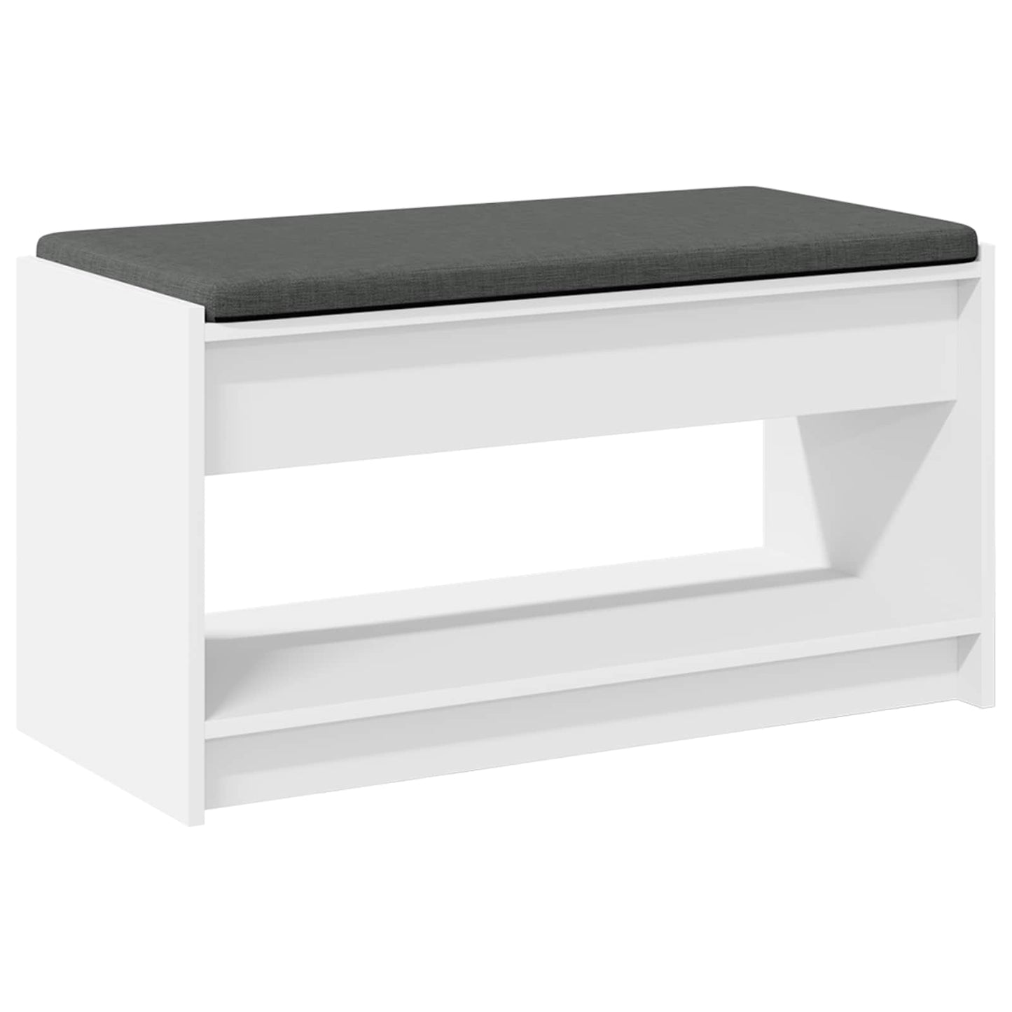 Előtér pad párnával Fehér 83 x 38 x 45 cm Műanyag Fa és Szövet