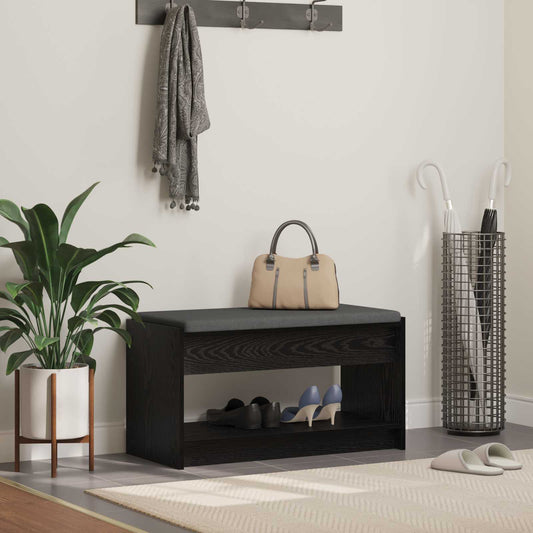 Előtér pad Fekete Tölgy 83 x 38 x 45 cm Műanyag Fa és Szövet