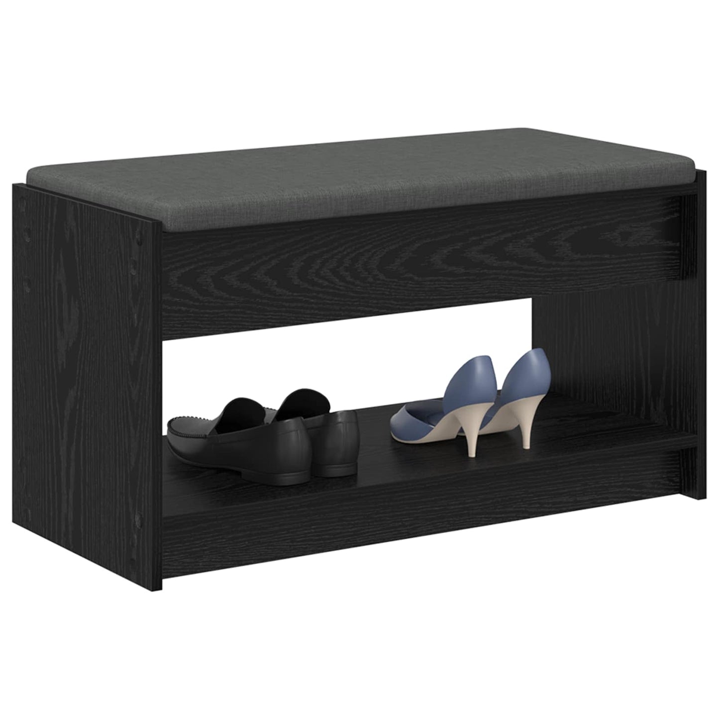 Előtér pad Fekete Tölgy 83 x 38 x 45 cm Műanyag Fa és Szövet