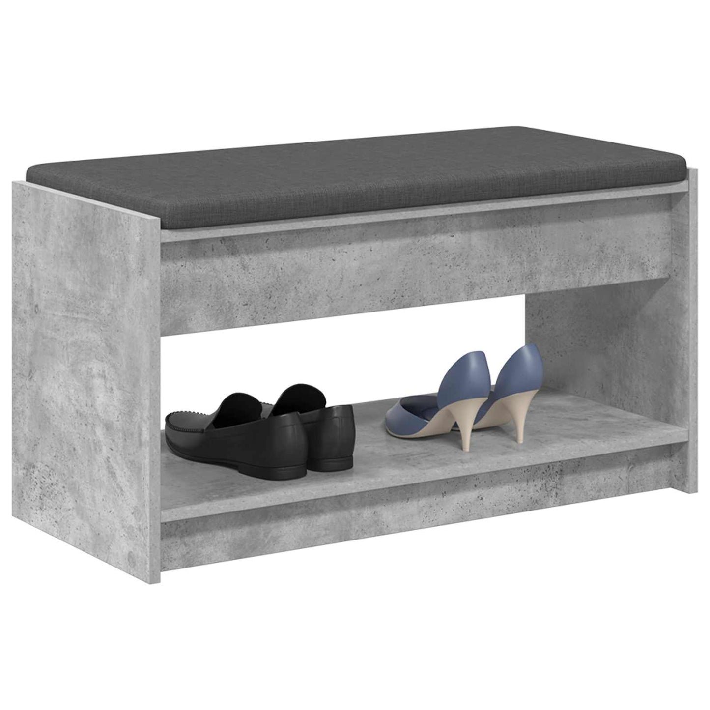 Előtér pad Beton Szürke 83 x 38 x 45 cm Műanyag Fa és Szövet