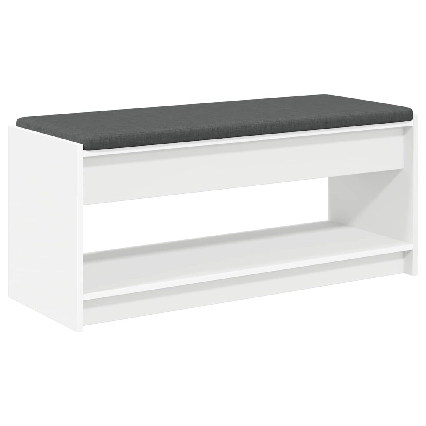Előtér pad párnával Fehér 103 x 38 x 45 cm Műanyag Fa és Szövet