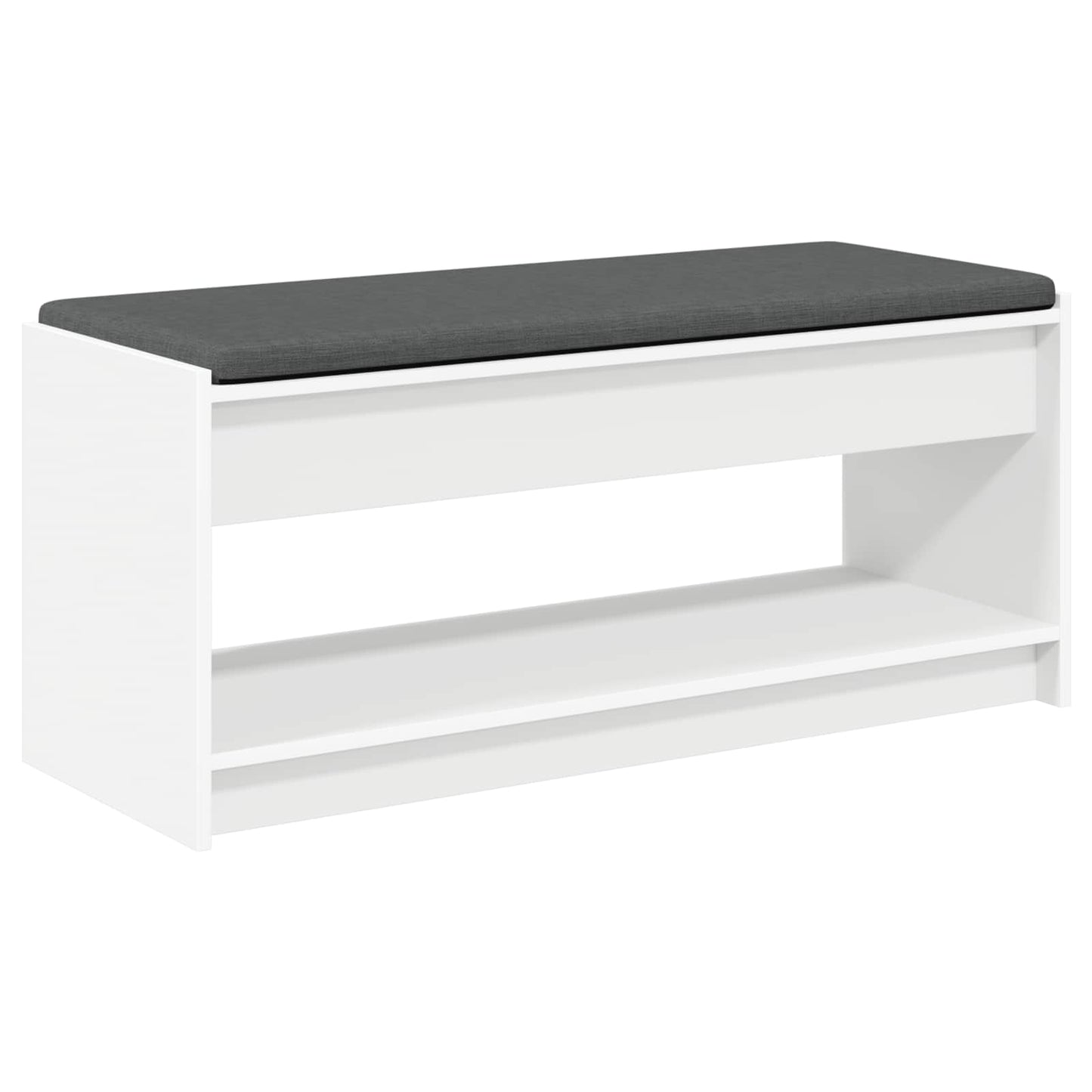 Előtér pad párnával Fehér 103 x 38 x 45 cm Műanyag Fa és Szövet