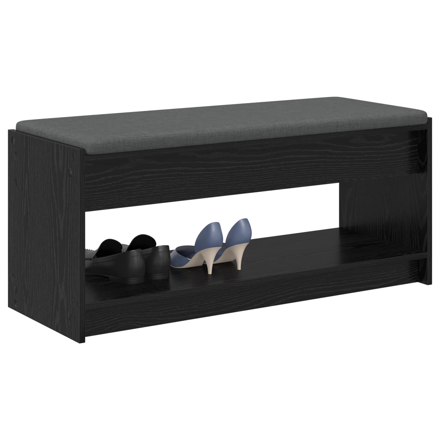 Előtér pad Fekete Tölgy 103 x 38 x 45 cm Műanyag Fa és Szövet