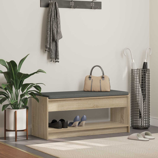 Előtér pad Sonoma tölgy 103 x 38 x 45 cm Műanyag Fa és Szövet