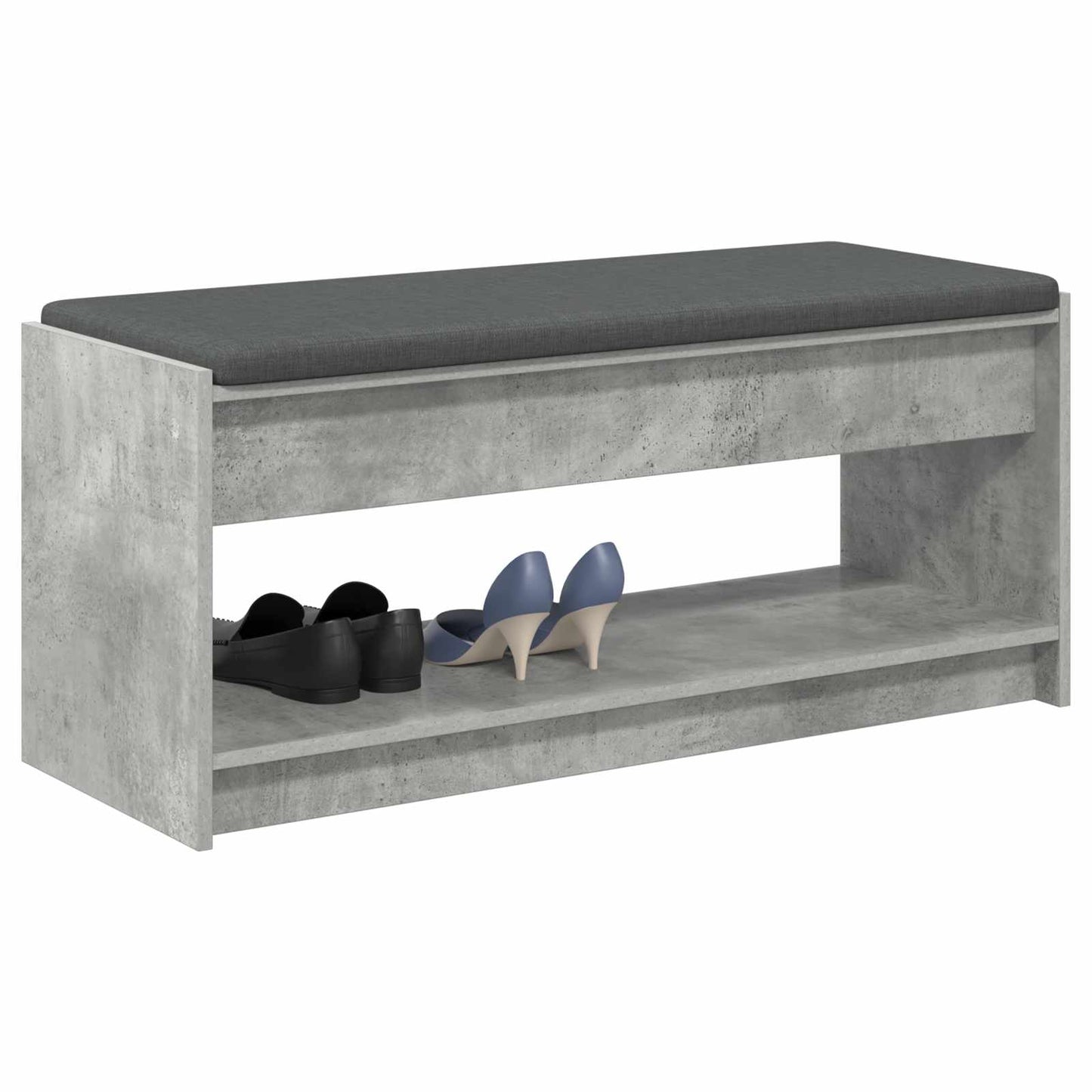 Előtér pad Beton Szürke 103 x 38 x 45 cm Műanyag Fa és Szövet
