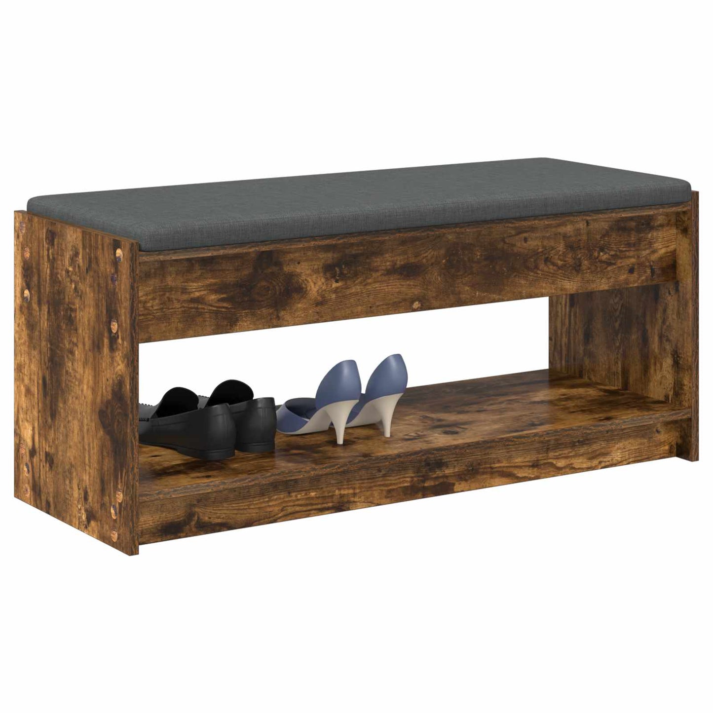 Előtér pad Füstölt Tölgy 103 x 38 x 45 cm Műanyag Fa és Szövet