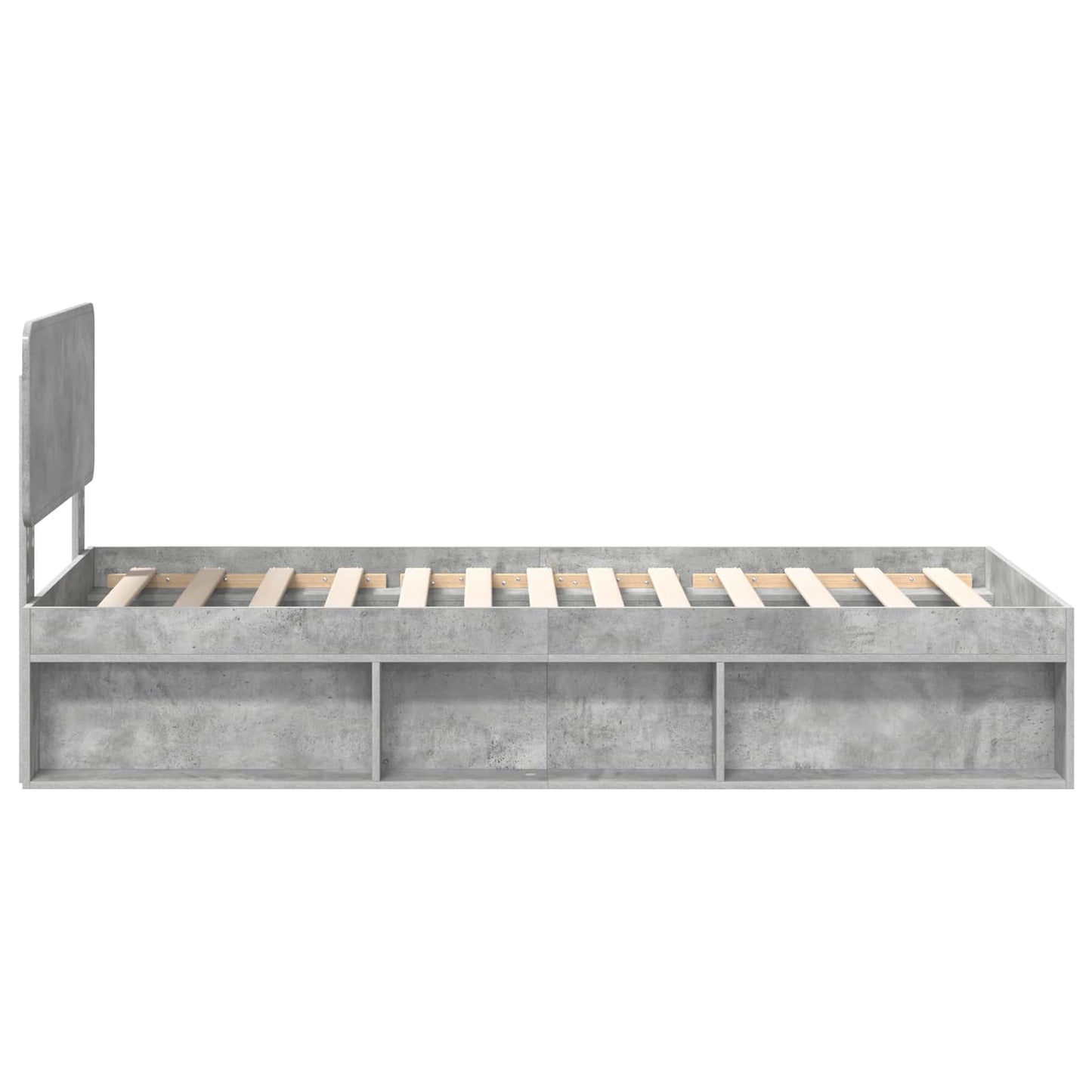 Ágykeret fejtámlával Beton Szürke 100 x 200 cm Tömör fenyőfa