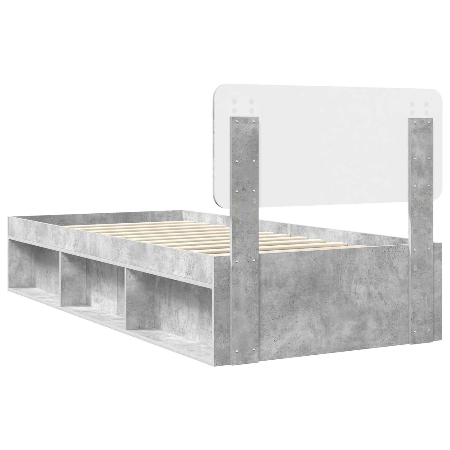Ágykeret fejtámlával Beton 90 x 200 cm Tömör fenyőfa