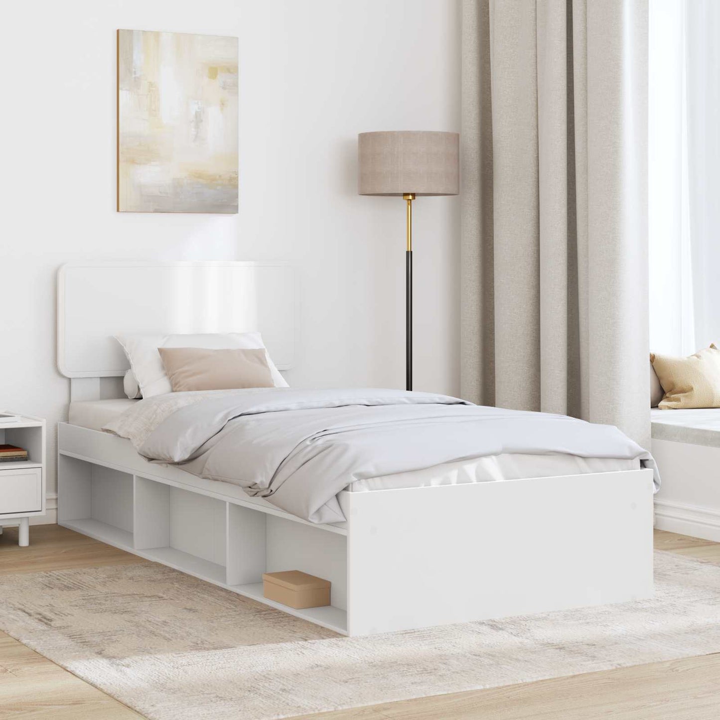 Ágykeret fejtámlával Fehér 75 x 190 cm Tömör fenyőfa