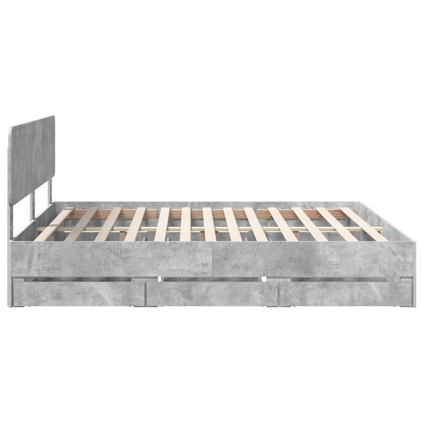Ágykeret fiókkal tárolóval Beton Szürke 200 x 200 cm Mérnöki fa