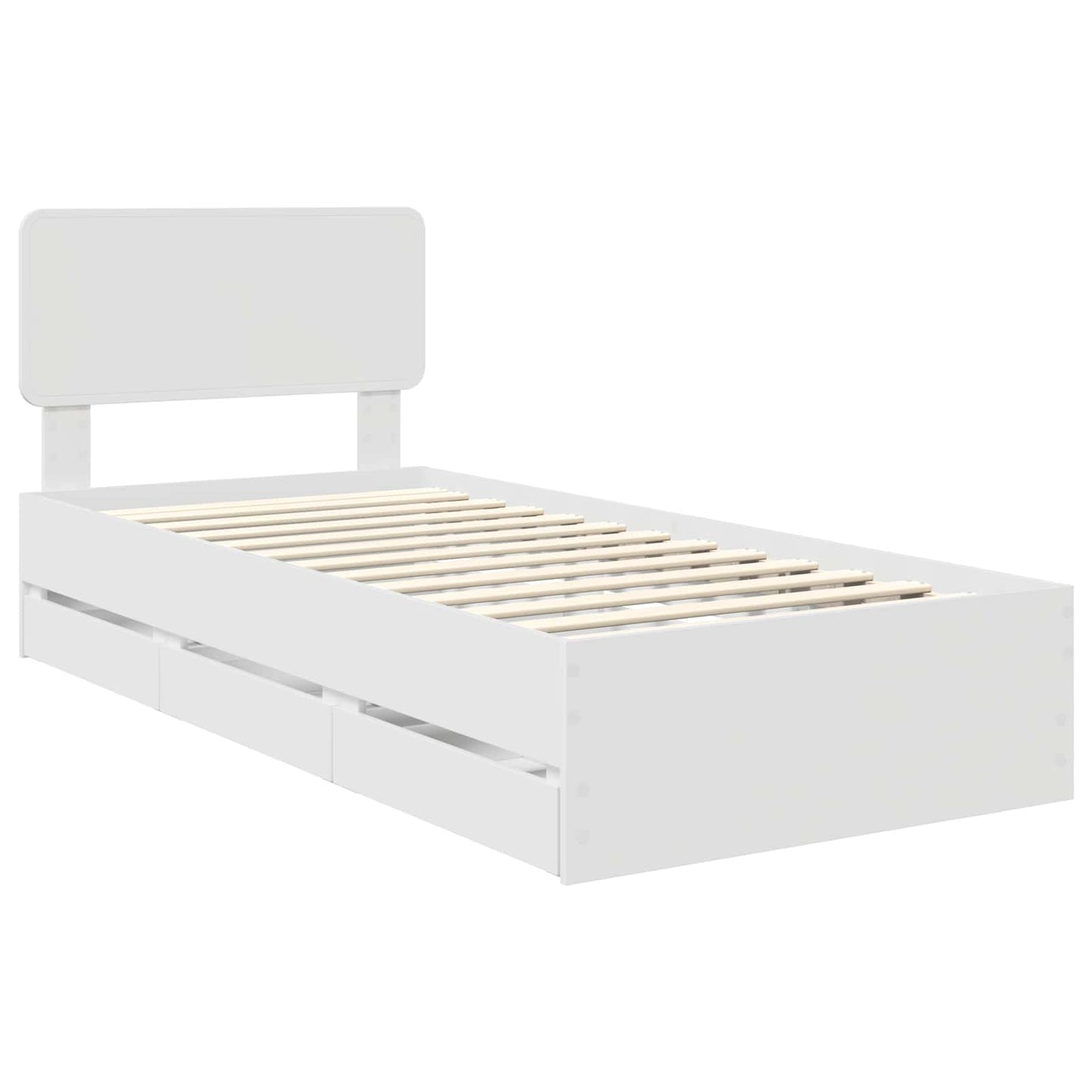 Ágykeret fiókkal fejtámlával Fehér 90 x 200 cm Mérnöki fa
