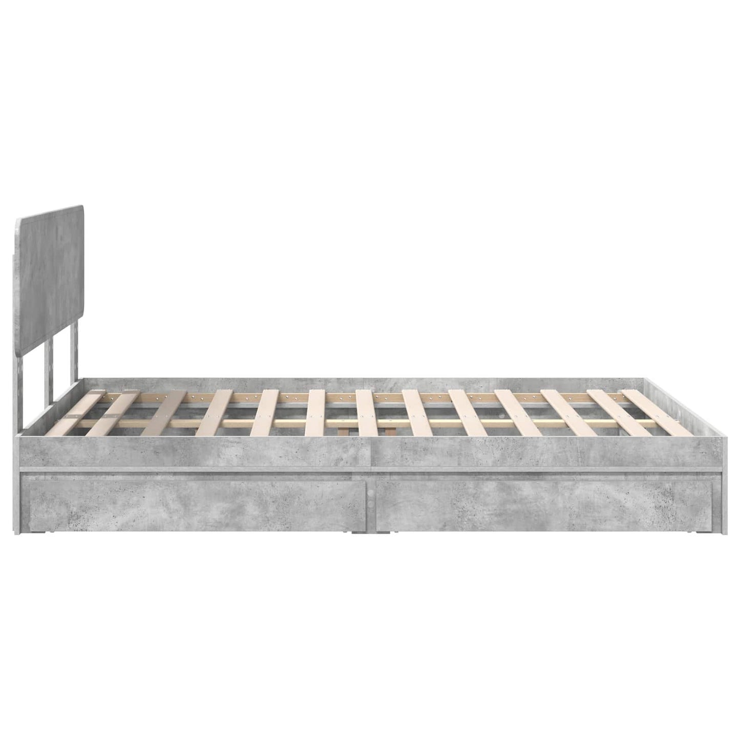 Tárolós Ágy fiókkal Beton Szürke 150 x 200 cm Szerelt Fa