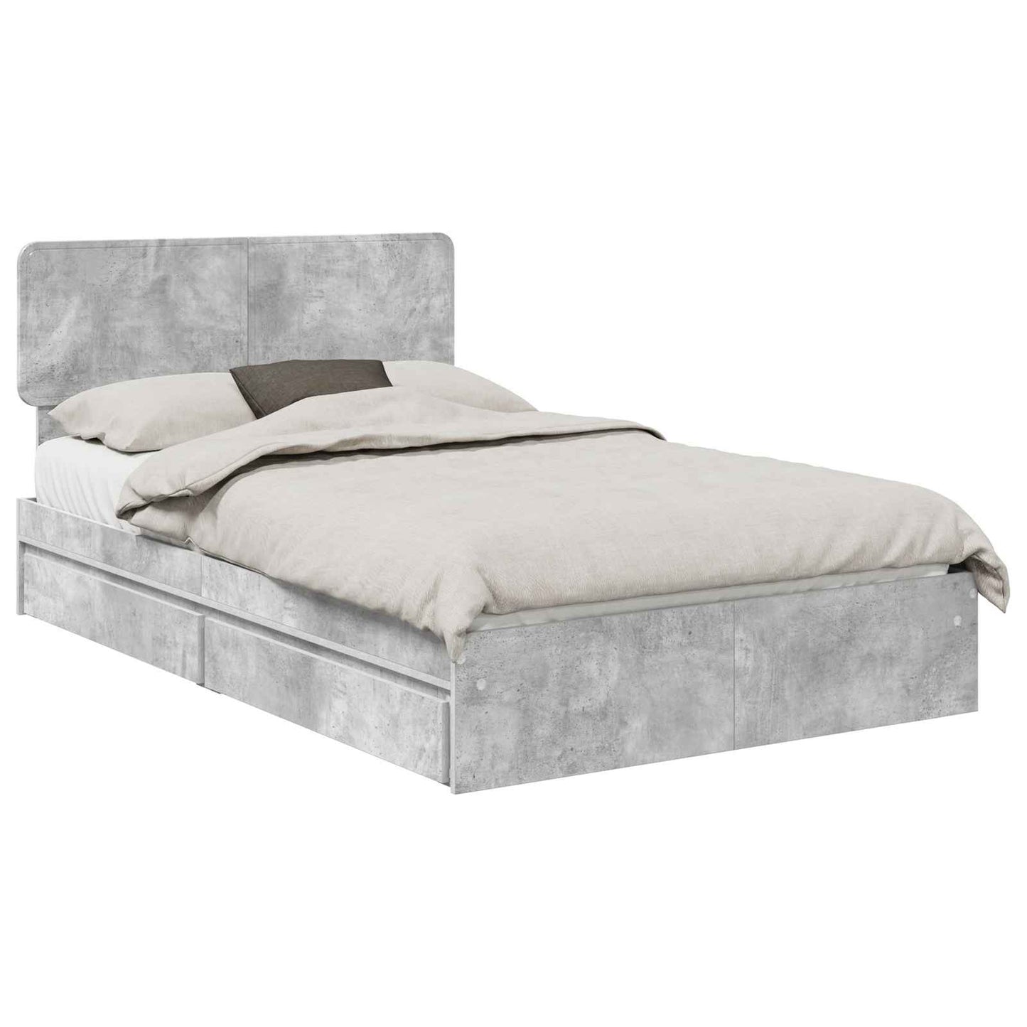 Tárolós Ágy fiókkal Beton Szürke 135 x 190 cm Szerelt Fa