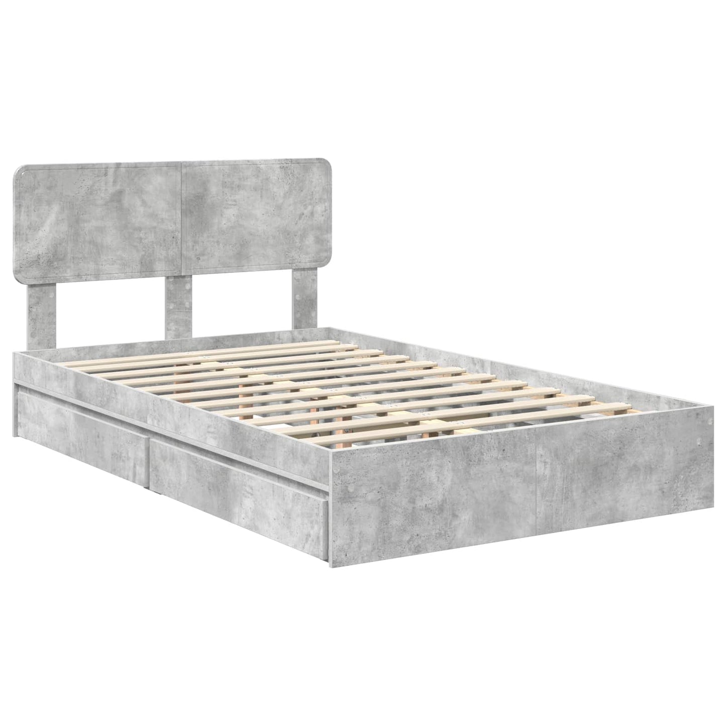Tárolós Ágy fiókkal Beton Szürke 135 x 190 cm Szerelt Fa