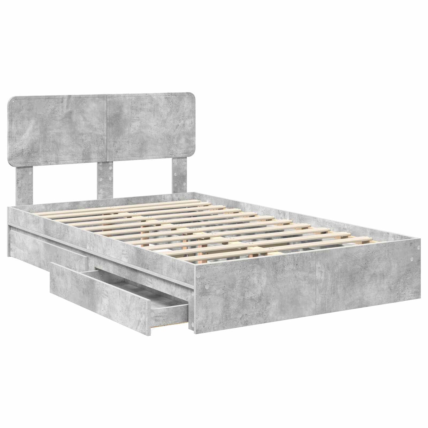 Tárolós Ágy fiókkal Beton Szürke 135 x 190 cm Szerelt Fa