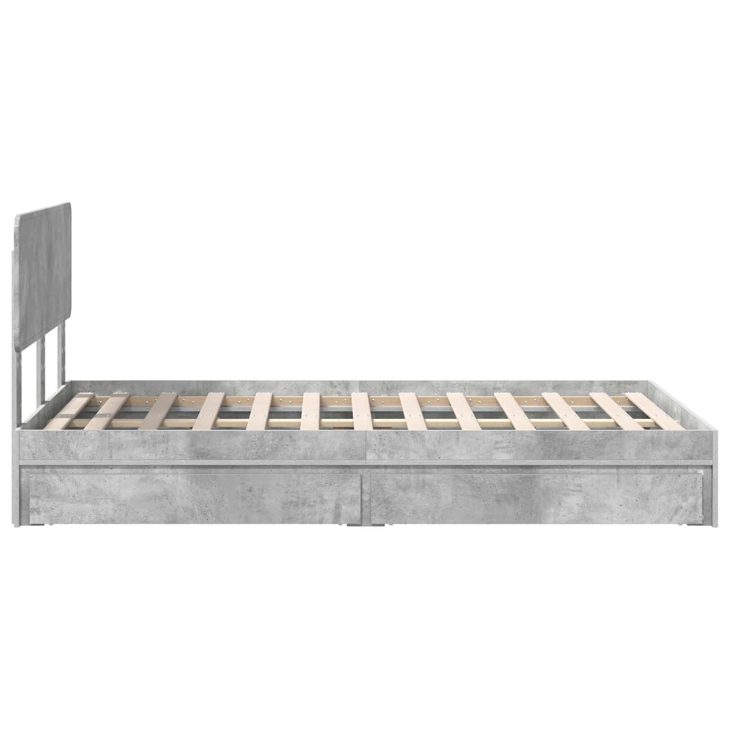 Tárolós Ágy fiókkal Beton Szürke 135 x 190 cm Szerelt Fa