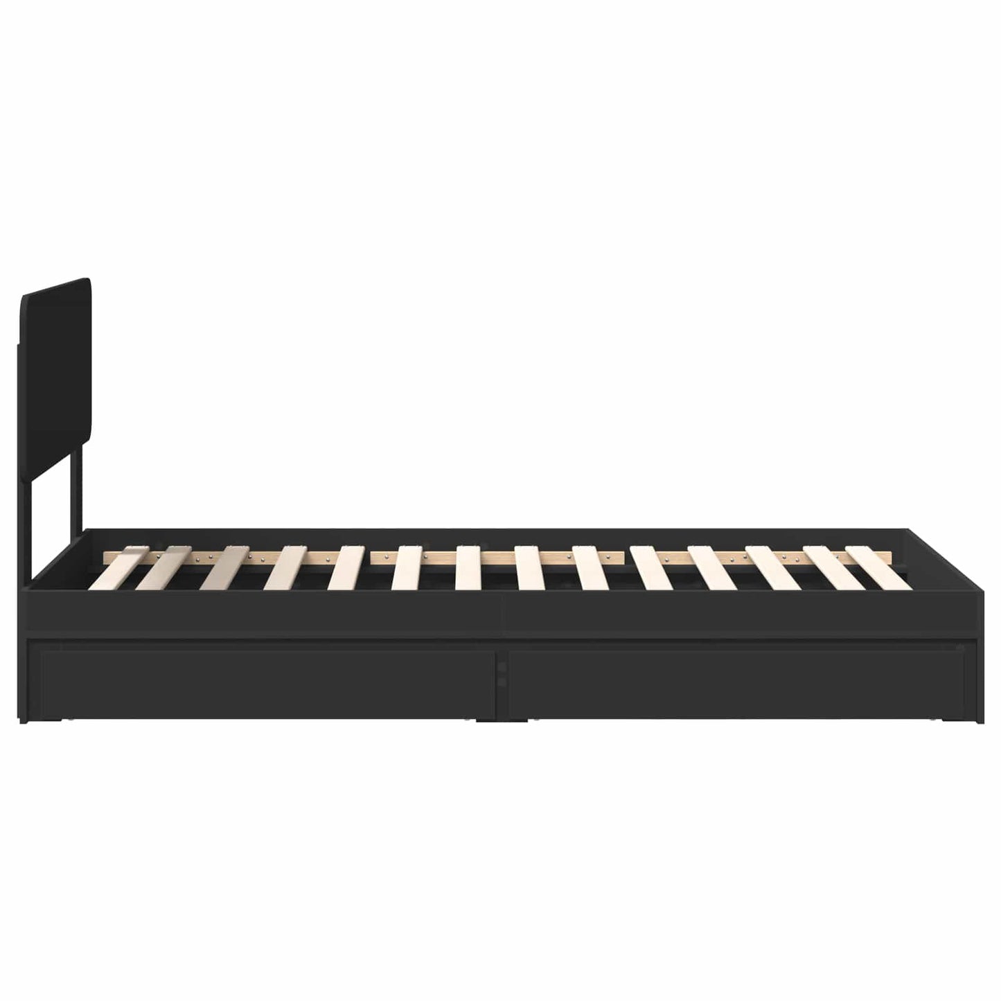 Tárolós Ágy fiókkal fejtámlával Fekete 90 x 190 cm Szerelt Fa