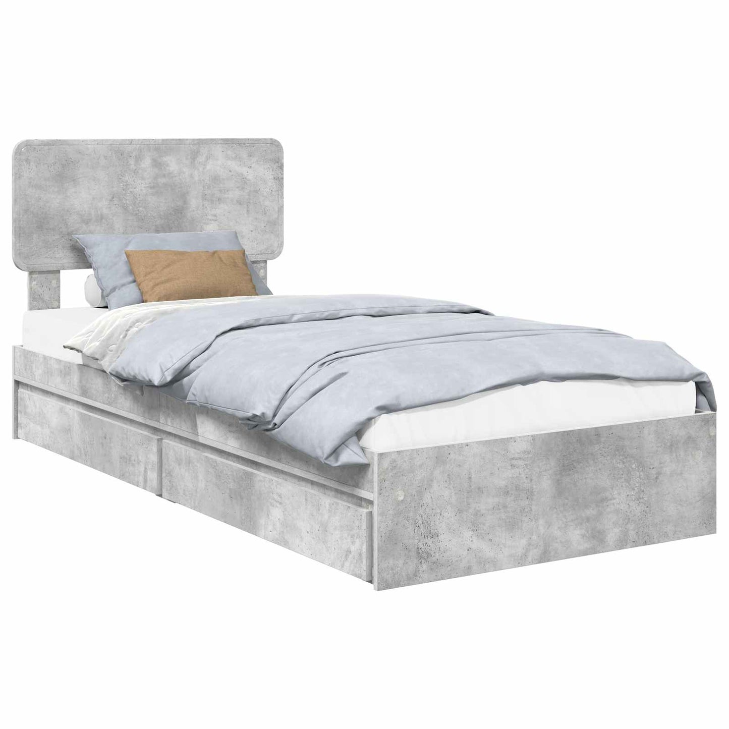 Tárolós Ágy fiókkal Beton Szürke 90 x 190 cm Szerelt Fa