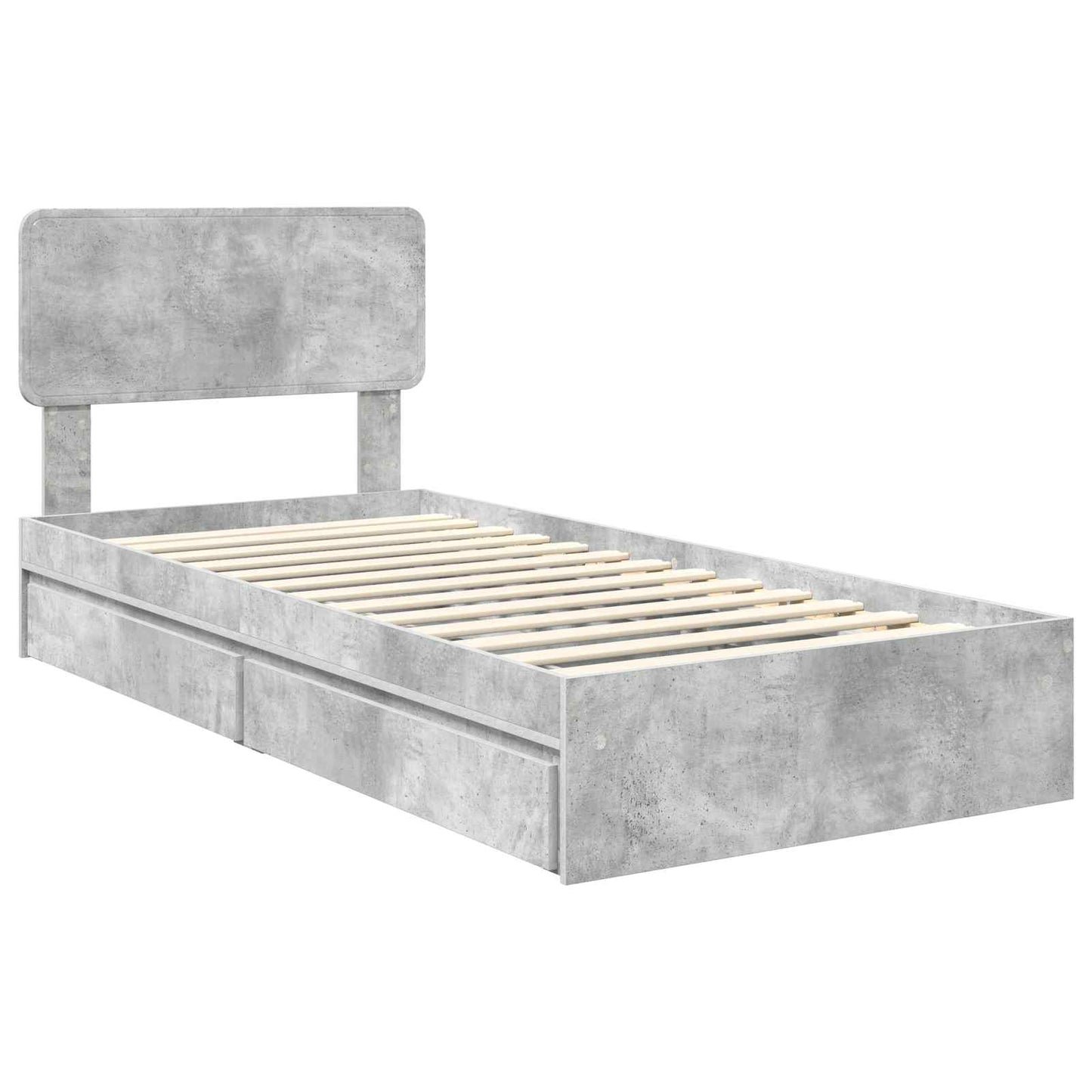 Tárolós Ágy fiókkal Beton Szürke 90 x 190 cm Szerelt Fa