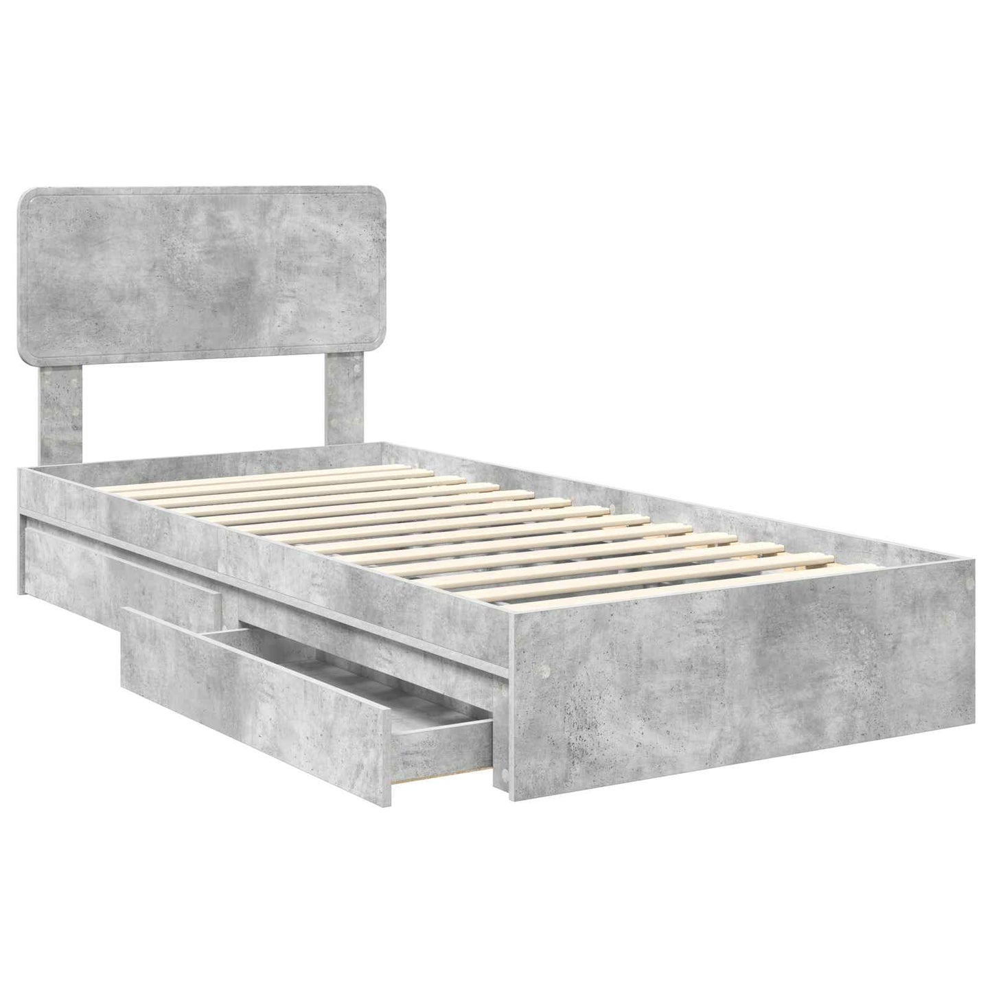 Tárolós Ágy fiókkal Beton Szürke 90 x 190 cm Szerelt Fa