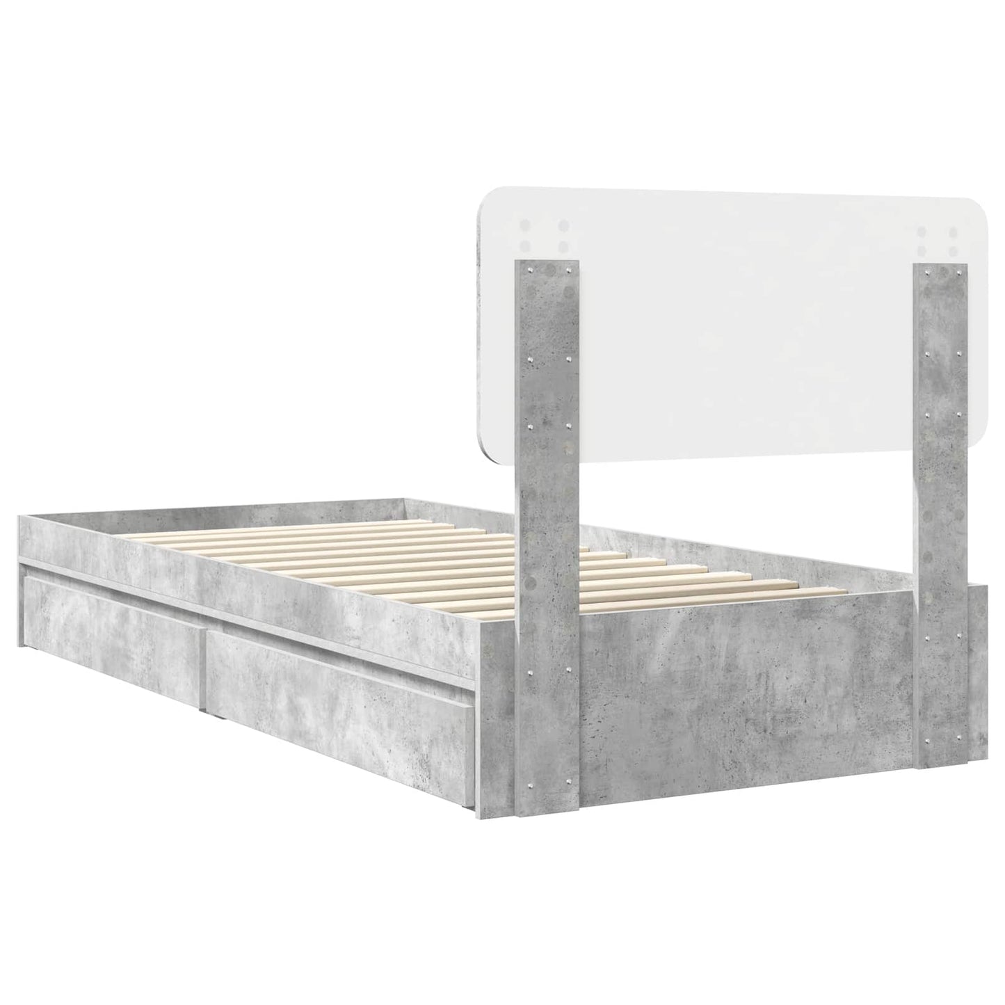 Tárolós Ágy fiókkal Beton Szürke 90 x 190 cm Szerelt Fa