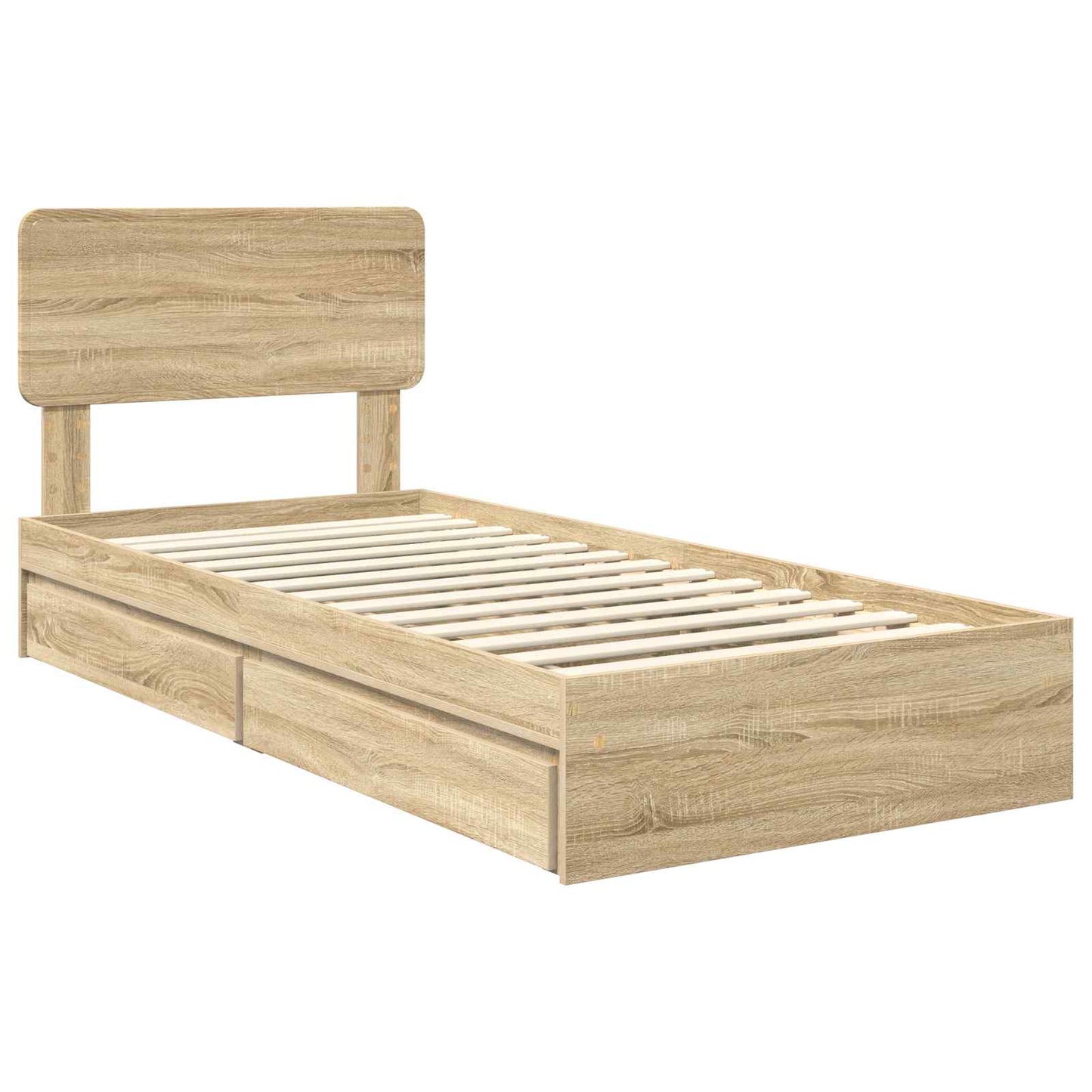 Tárolós Ágy fiókkal Sonoma tölgy 75 x 190 cm Szerelt Fa
