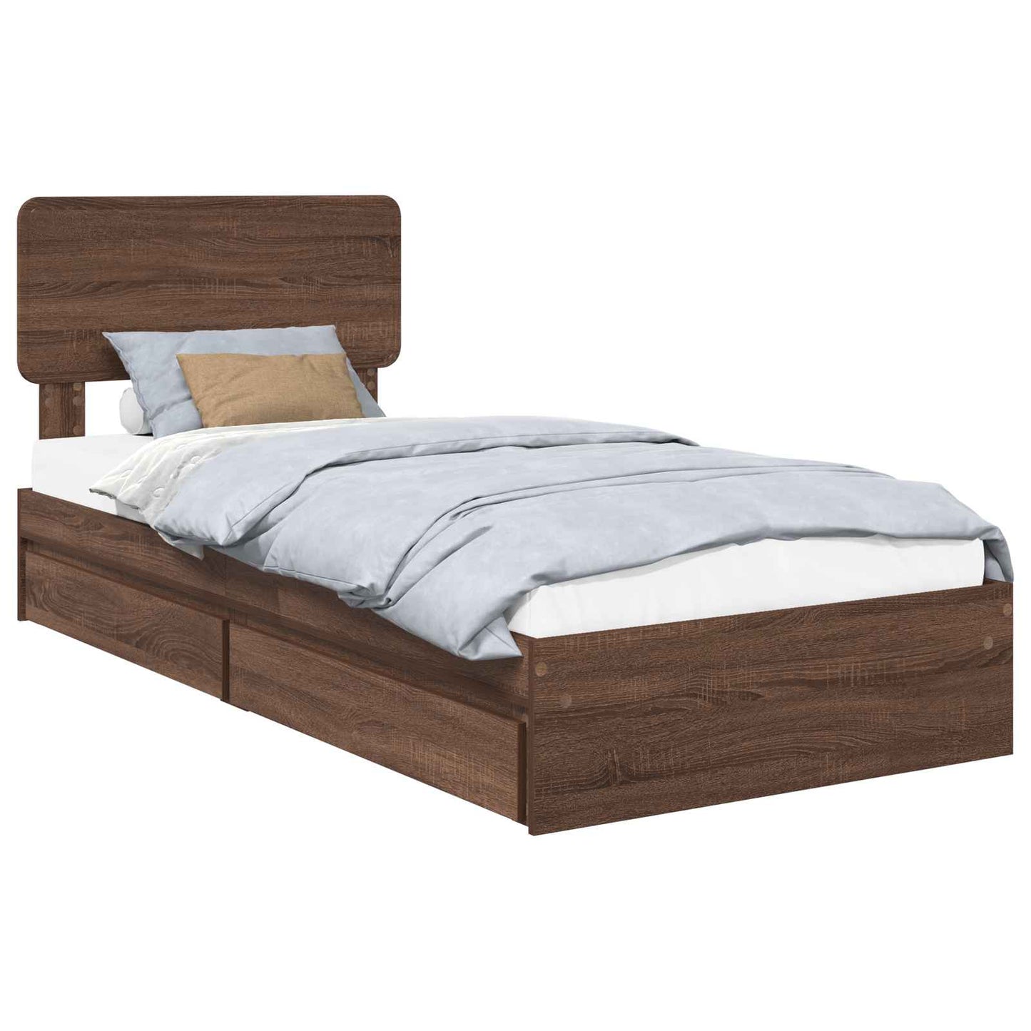Tárolós Ágy fiókkal Barna Tölgy 75 x 190 cm Szerelt Fa