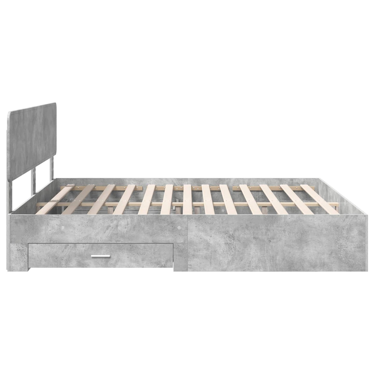 Ágykeret fiókkal tárolóval Beton Szürke 180 x 200 cm Szerelt Fa