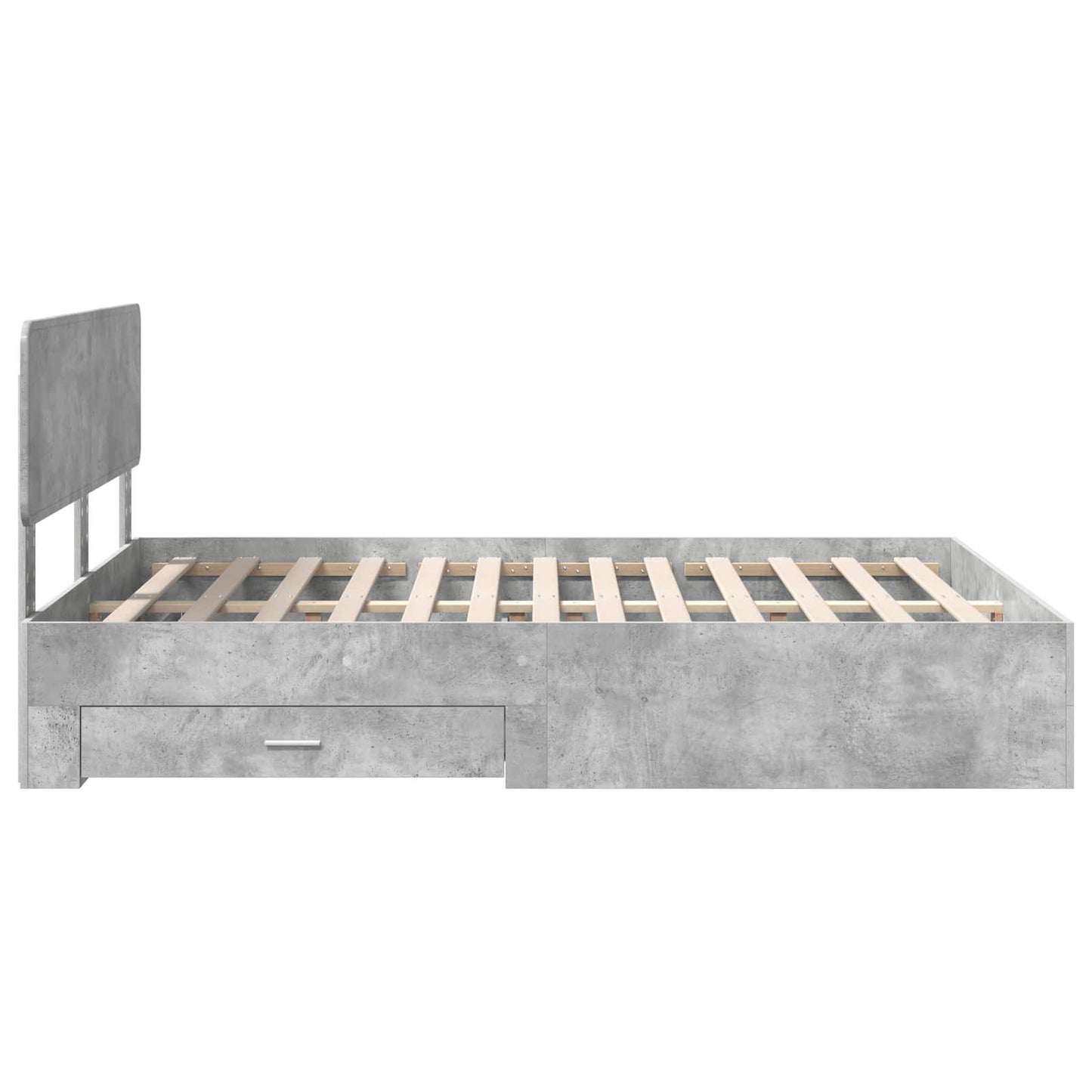 Ágykeret fiókkal tárolóval Beton Szürke 160 x 200 cm Szerelt Fa