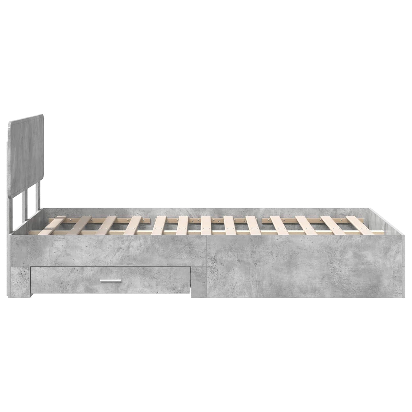 Ágykeret fiókkal tárolóval Beton Szürke 120 x 200 cm Szerelt Fa