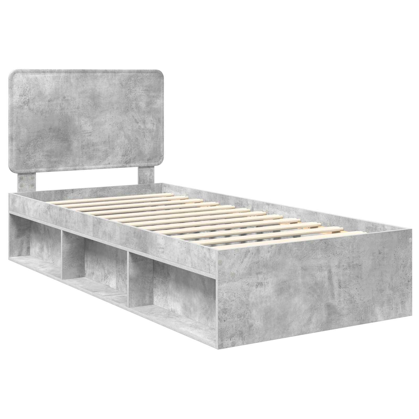 Ágykeret fejtámlával Beton Szürke 100 x 200 cm Tömör fenyőfa