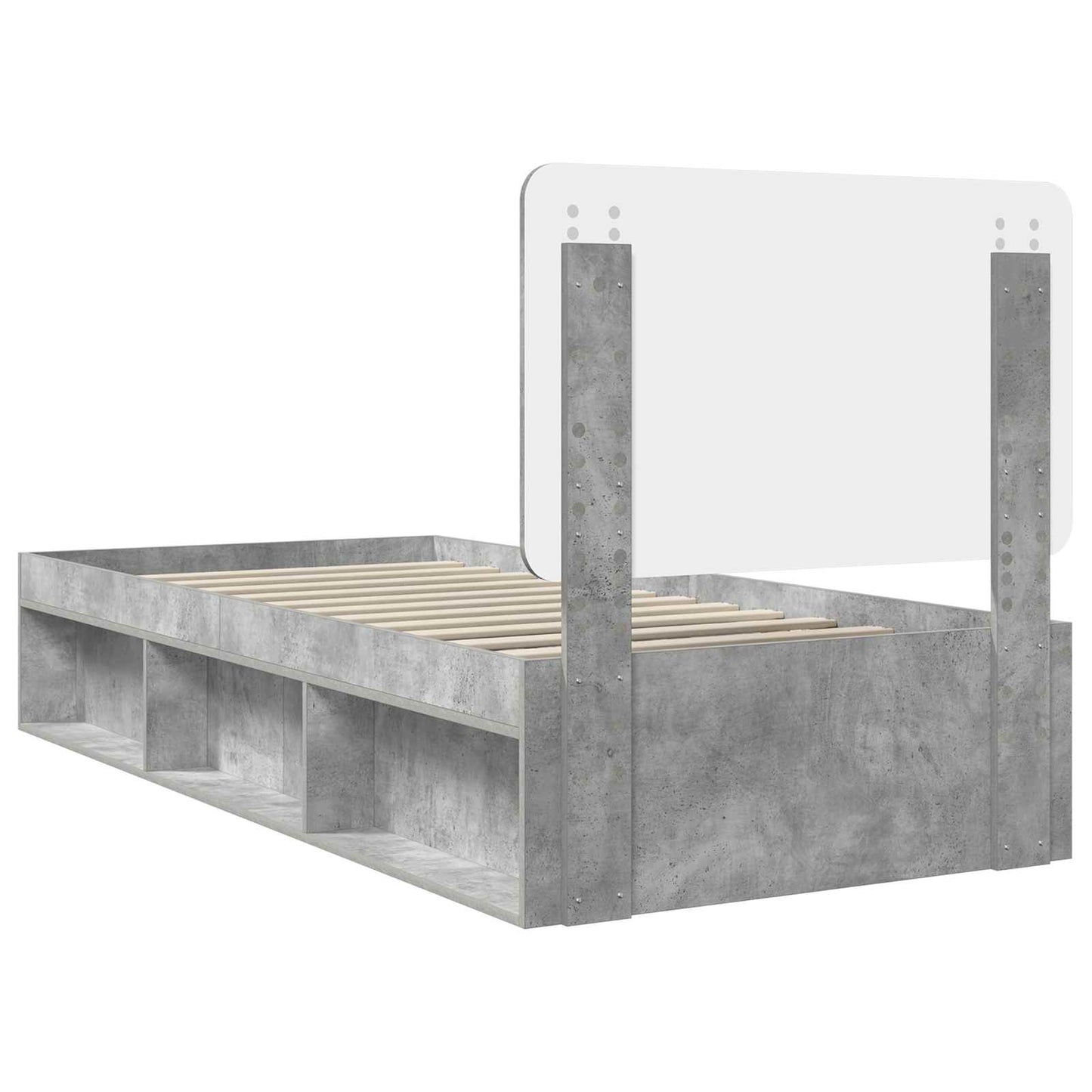 Ágykeret fejtámlával Beton 90 x 200 cm Tömör fenyőfa