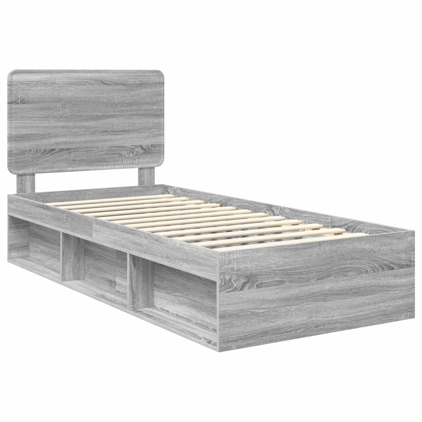 Ágykeret fejtámlával Szürke Sonoma 90 x 200 cm Tömör fenyőfa