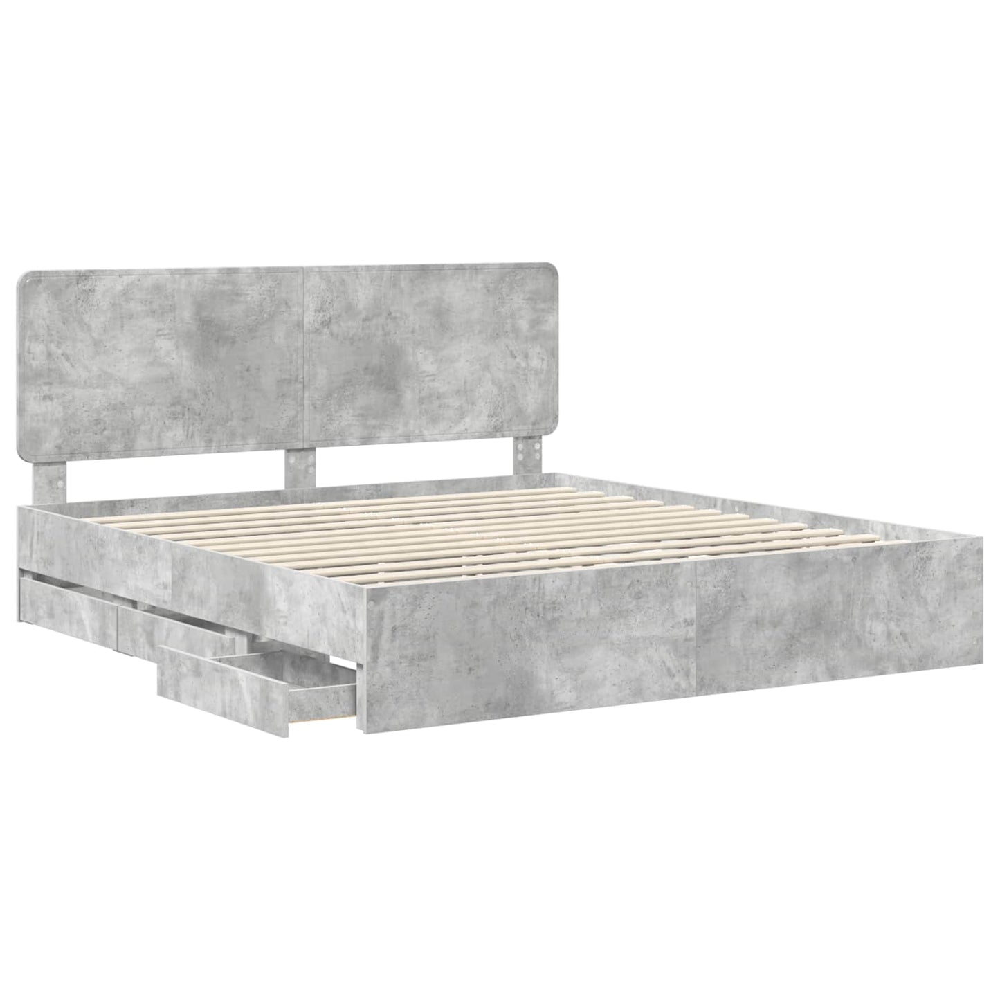 Ágykeret fiókkal tárolóval Beton Szürke 200 x 200 cm Mérnöki Fa