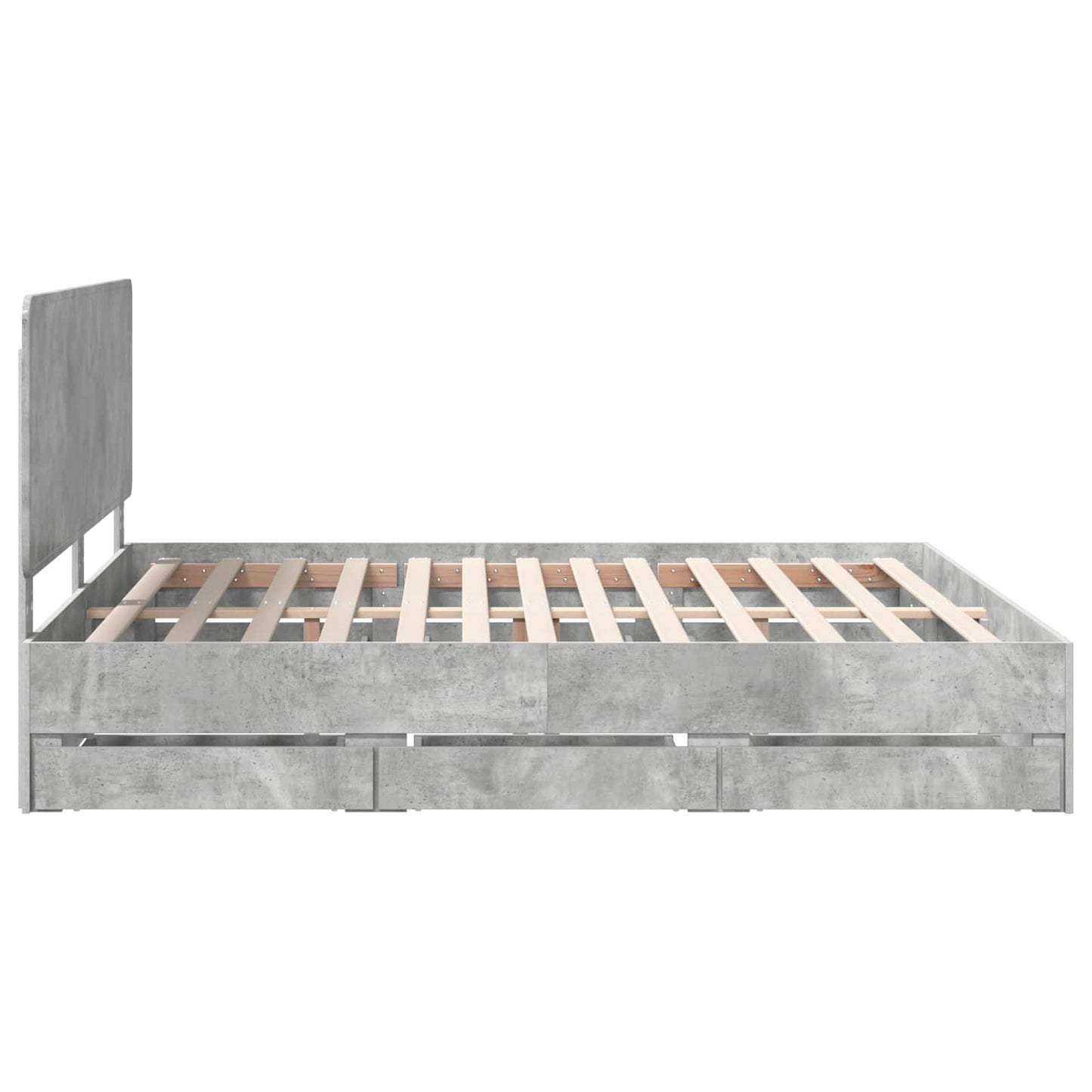 Ágykeret fiókkal tárolóval Beton Szürke 200 x 200 cm Mérnöki Fa