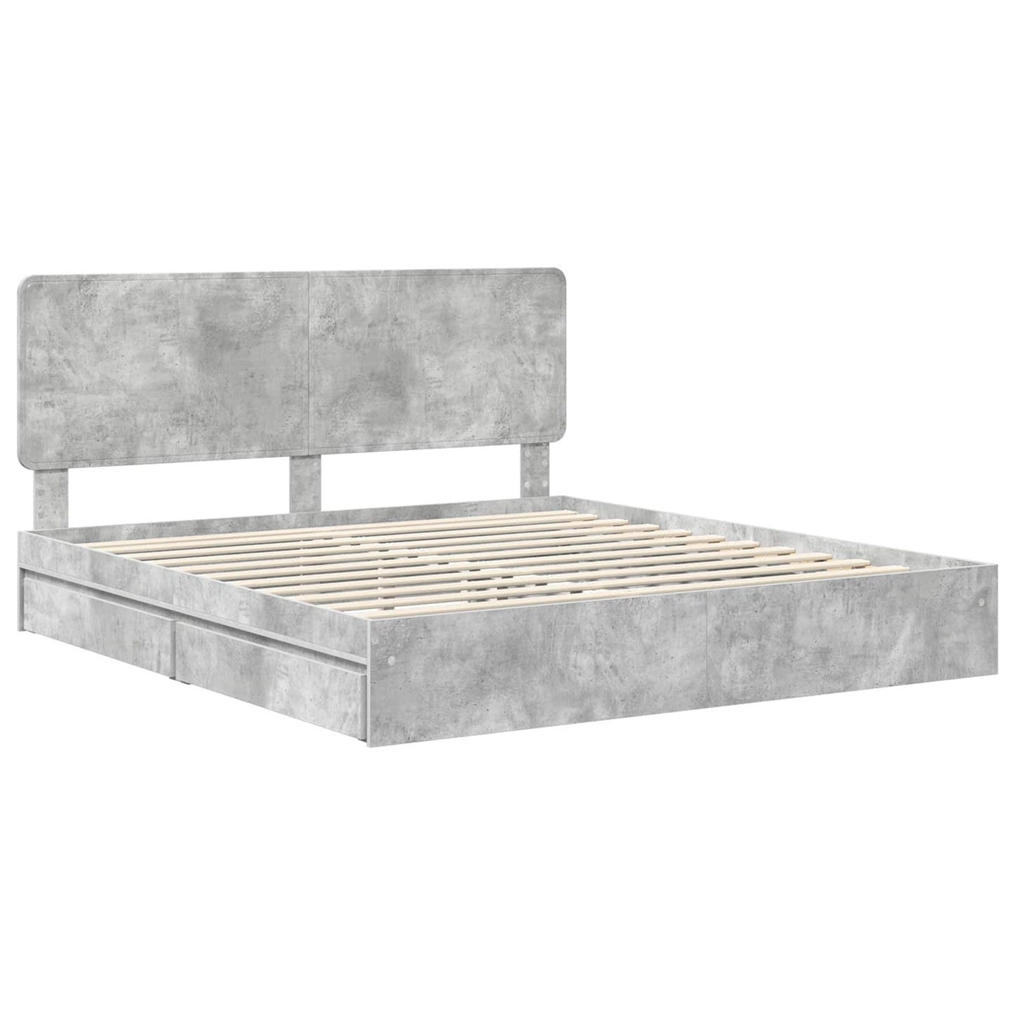 Tárolós Ágy fiókkal Beton Szürke 200 x 200 cm Szerelt Fa
