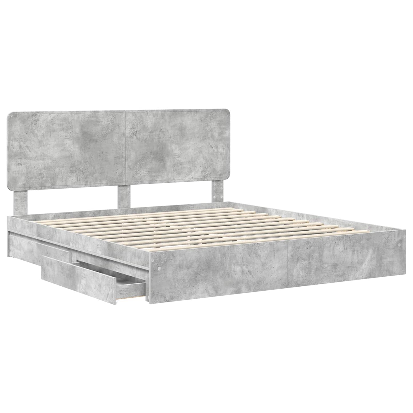 Tárolós Ágy fiókkal Beton Szürke 200 x 200 cm Szerelt Fa