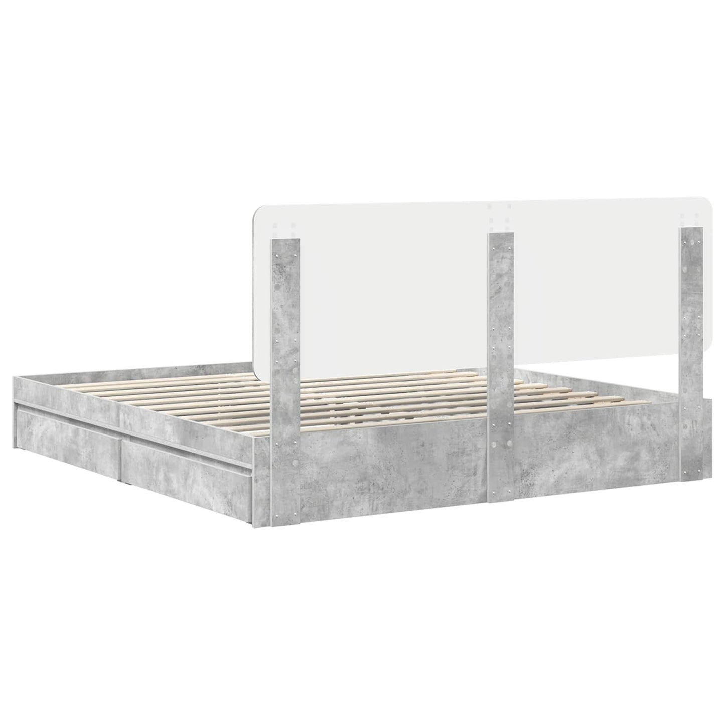 Tárolós Ágy fiókkal Beton Szürke 200 x 200 cm Szerelt Fa