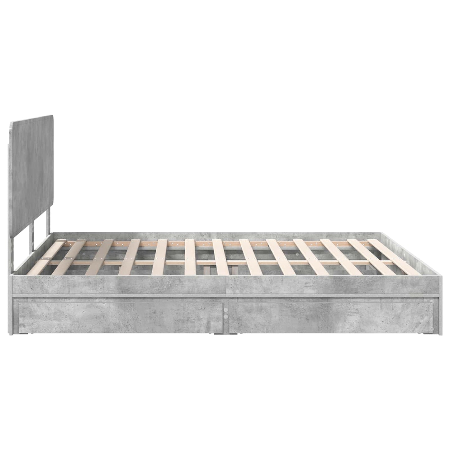 Tárolós Ágy fiókkal Beton Szürke 200 x 200 cm Szerelt Fa