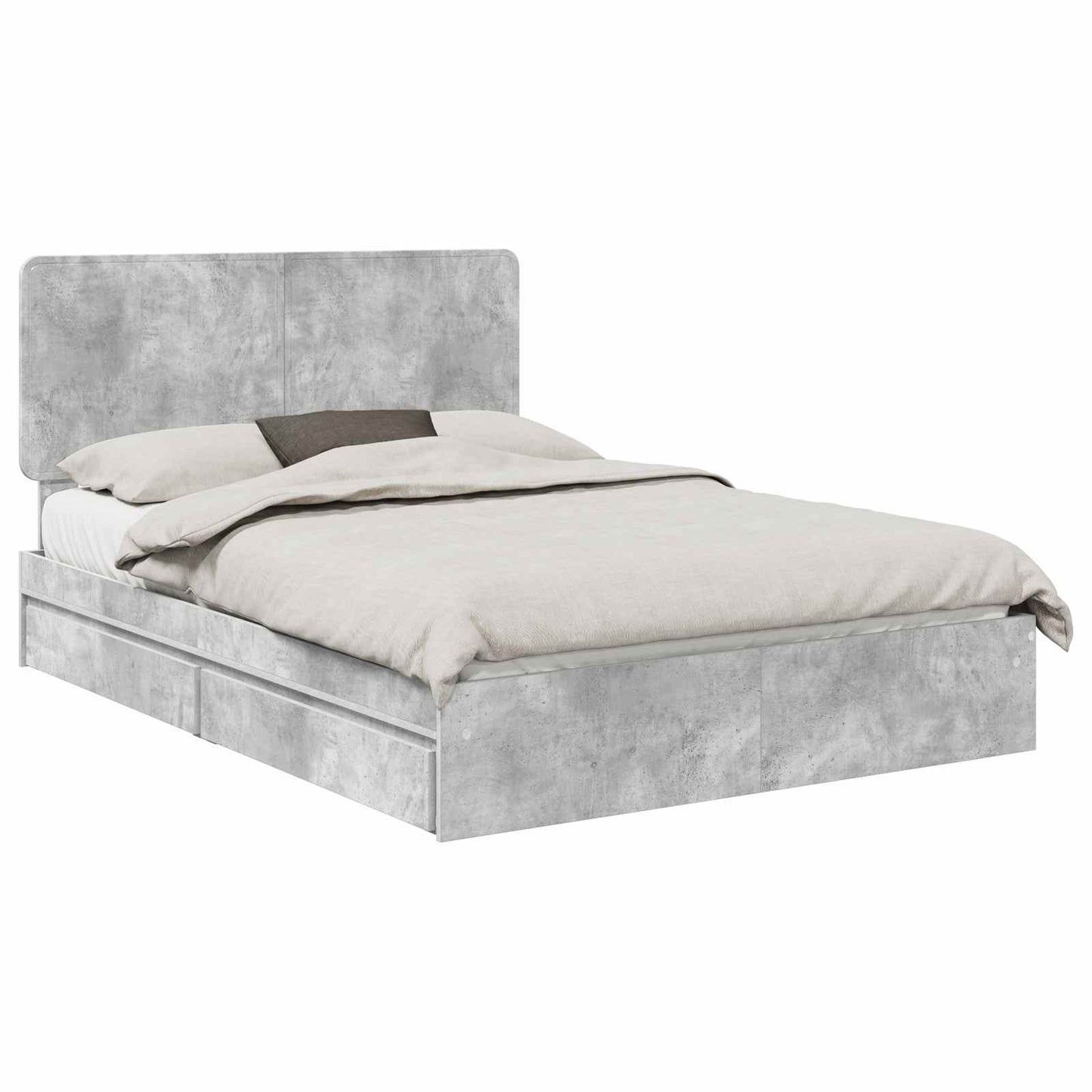 Tárolós Ágy fiókkal Beton Szürke 150 x 200 cm Szerelt Fa