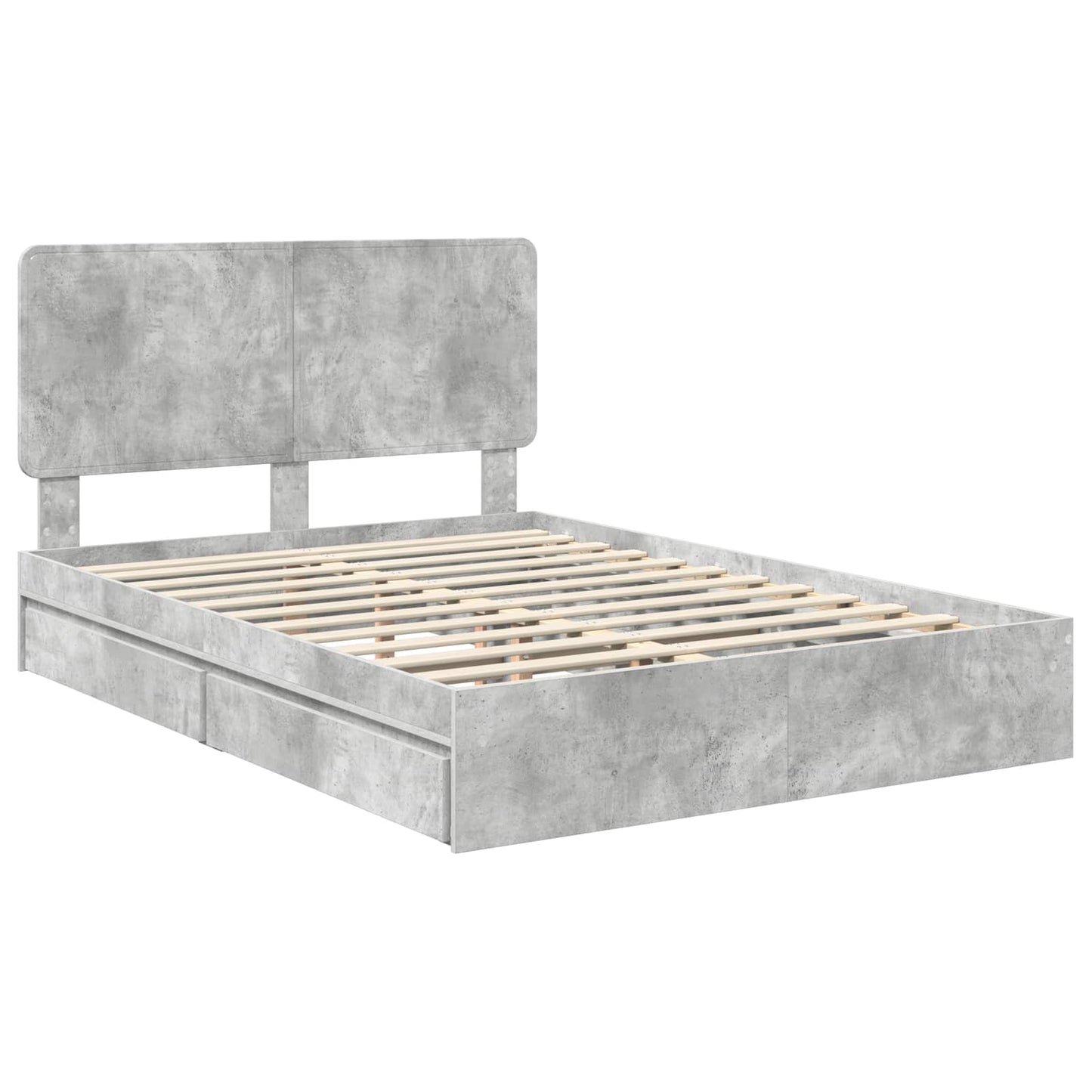 Tárolós Ágy fiókkal Beton Szürke 150 x 200 cm Szerelt Fa