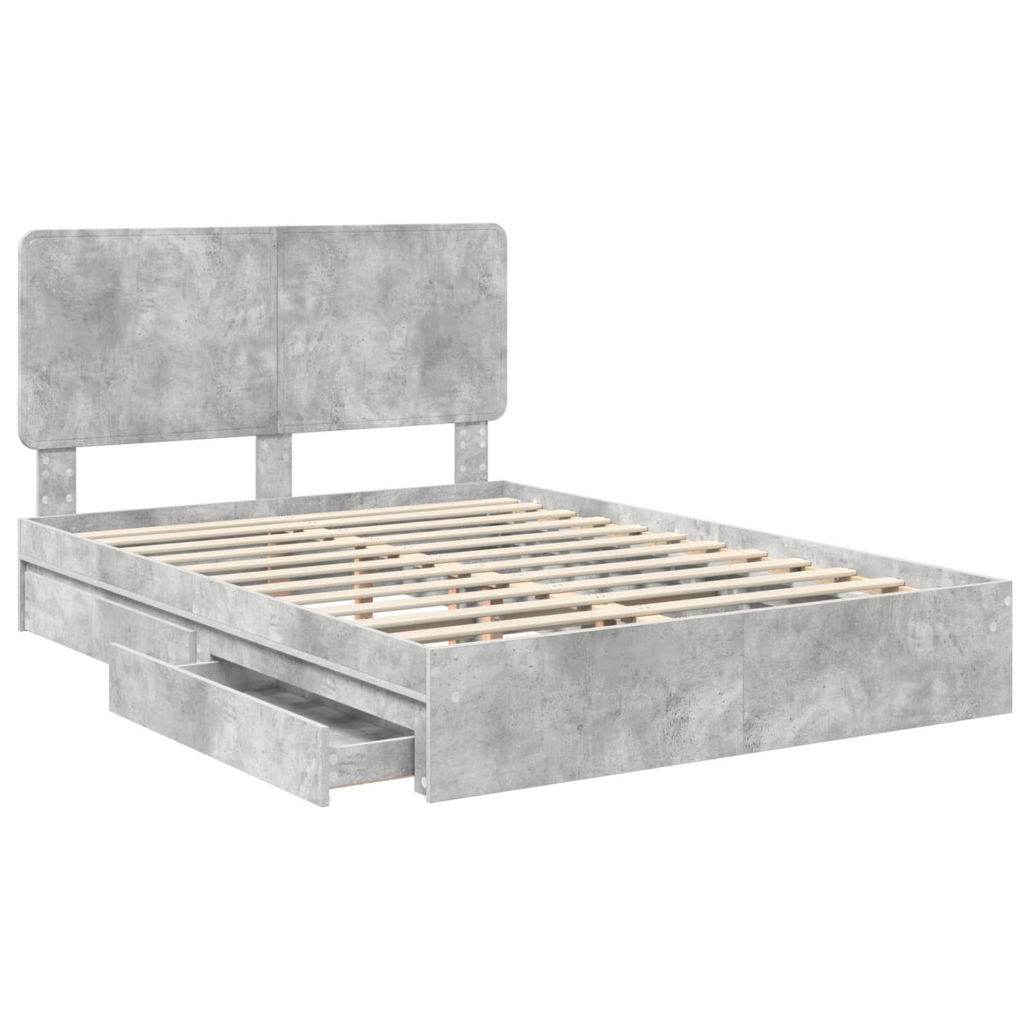 Tárolós Ágy fiókkal Beton Szürke 150 x 200 cm Szerelt Fa