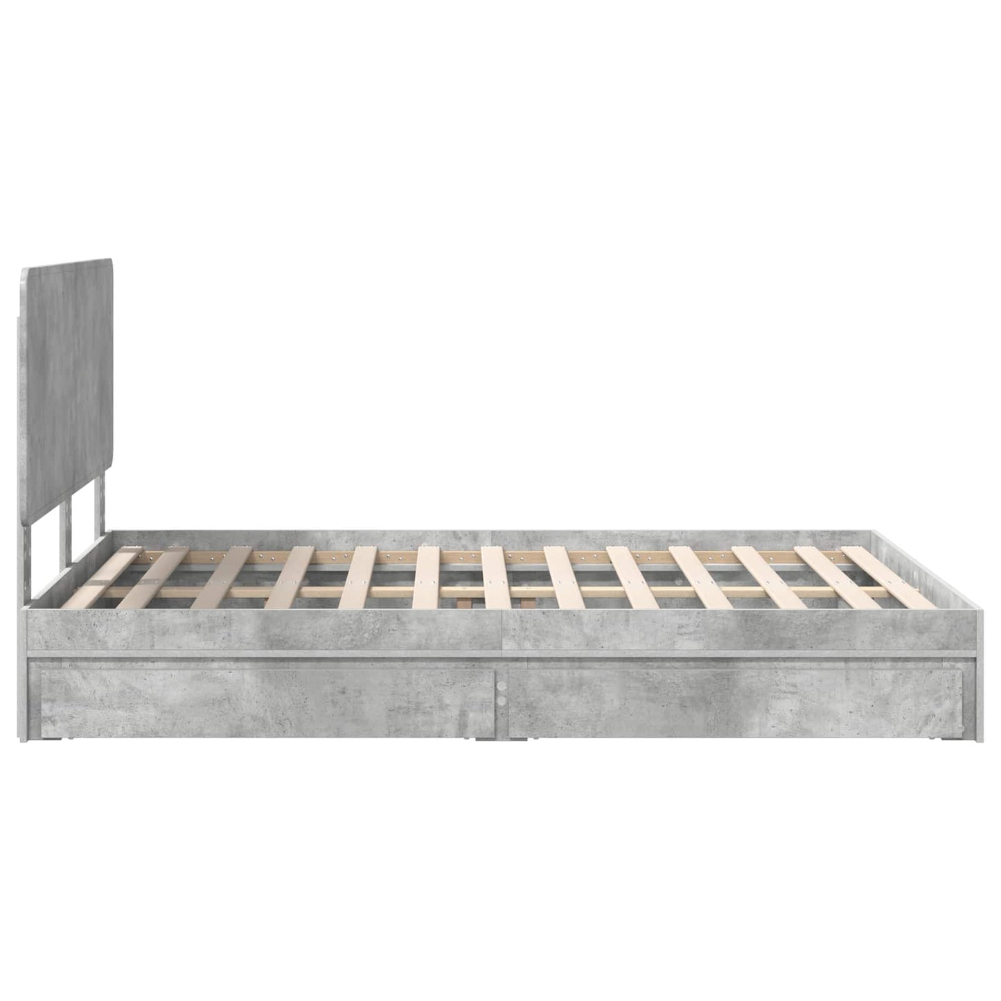 Tárolós Ágy fiókkal Beton Szürke 150 x 200 cm Szerelt Fa