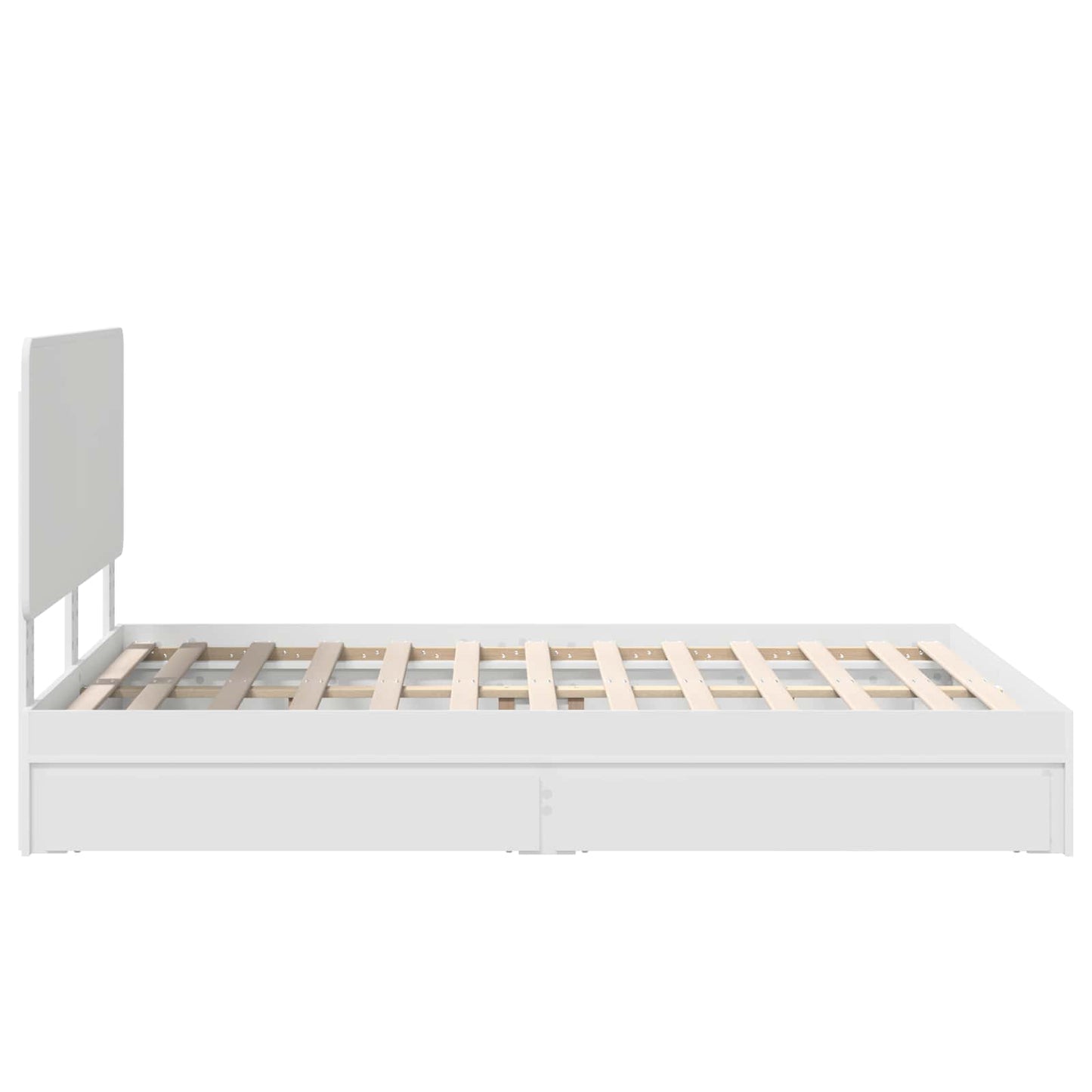 Tárolós Ágy fejtámlával fiókkal Fehér 140 x 190 cm Faanyag