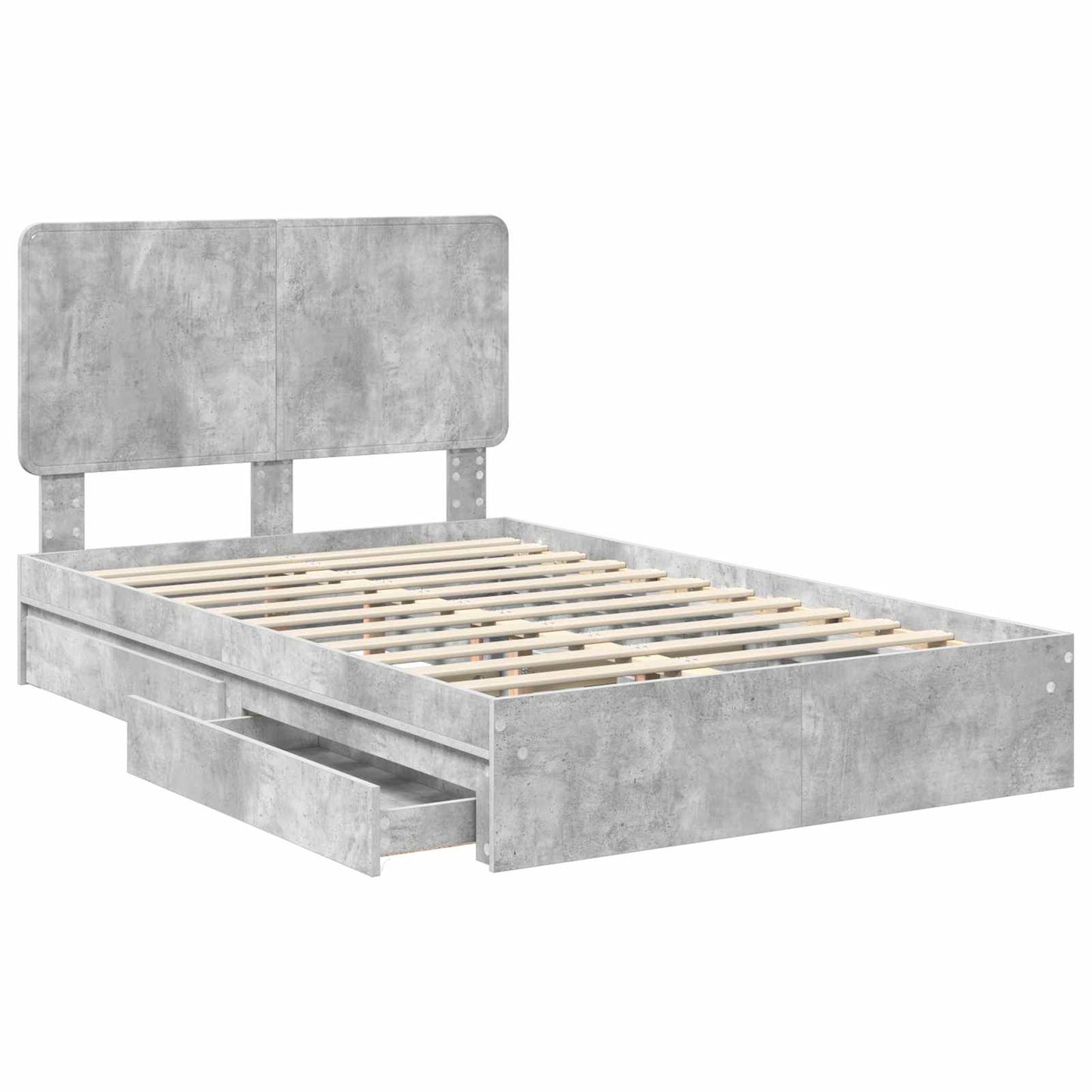 Tárolós Ágy fiókkal Beton Szürke 135 x 190 cm Szerelt Fa